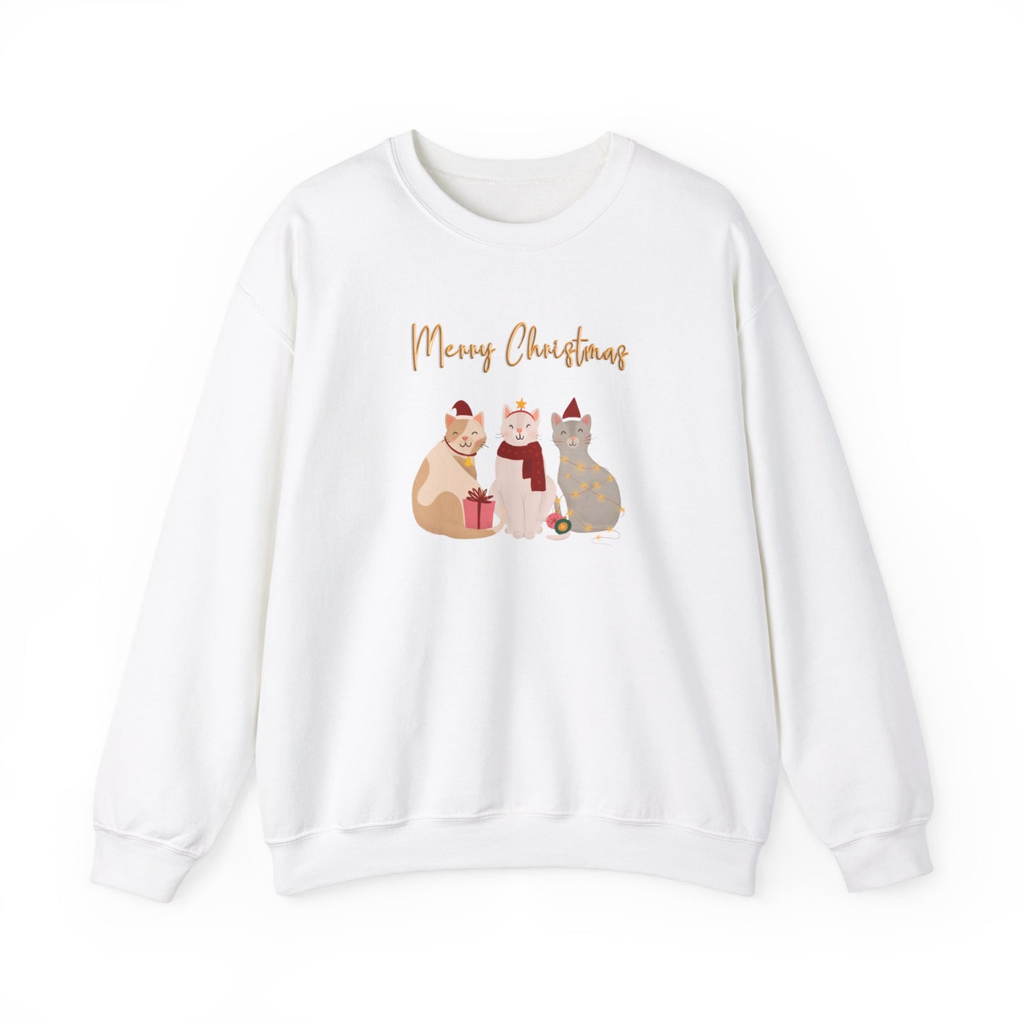 Merry Christmas sweatshirt, cat Christmas, meow Christmas, Crewneck Sweatshirt