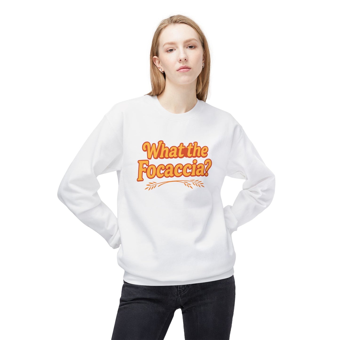 What the Focaccia? Funny Italian inspired Unisex Crewneck Sweatshirt,Funny Gift, Foodie Apparel, Casual Wear, Perfect for Baking Lovers