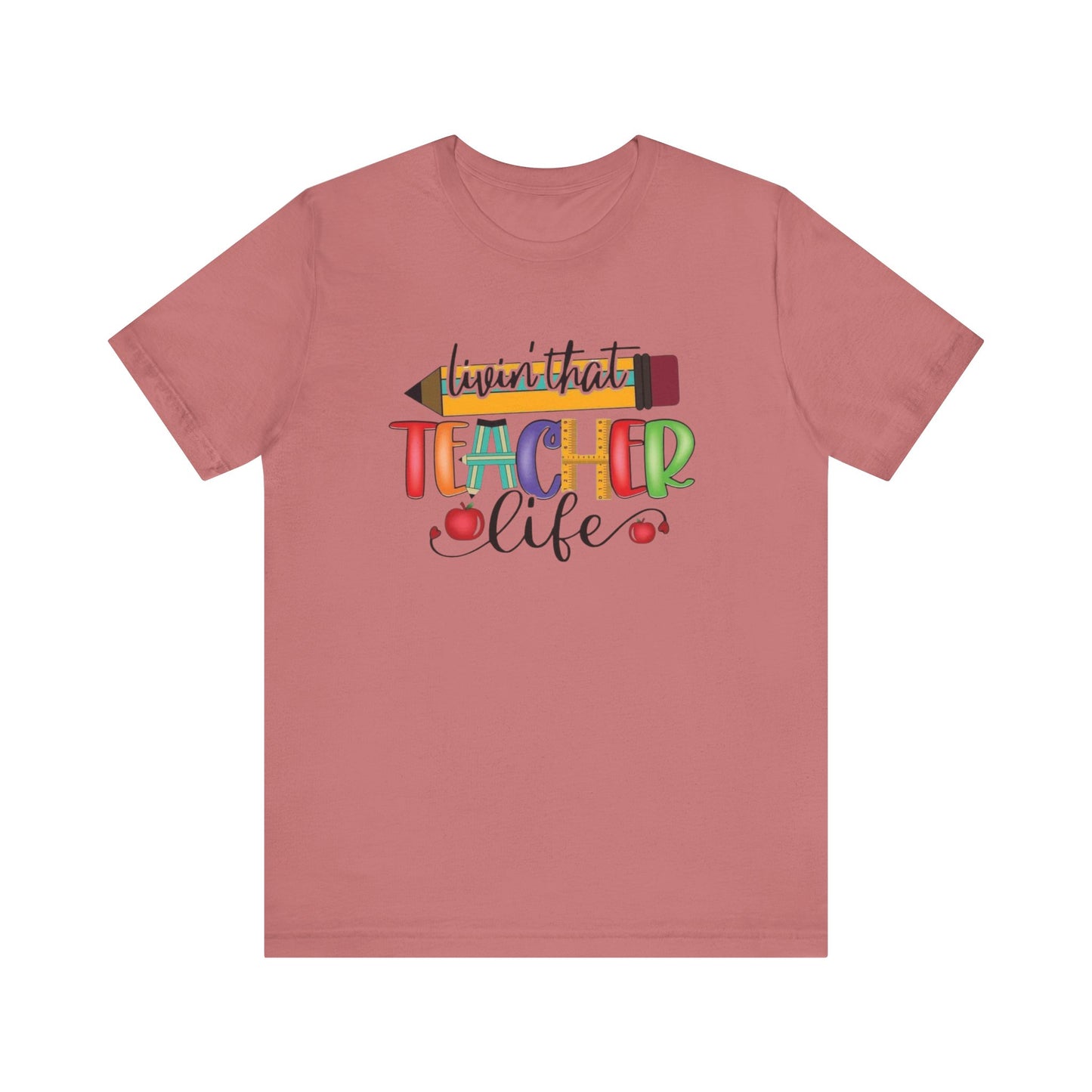 Teacher Life Unisex Jersey Tee, Fun Teacher Shirt, Back to School Gift, Classroom Apparel, Educator Pride T-shirt, Colorful Teacher Graphic