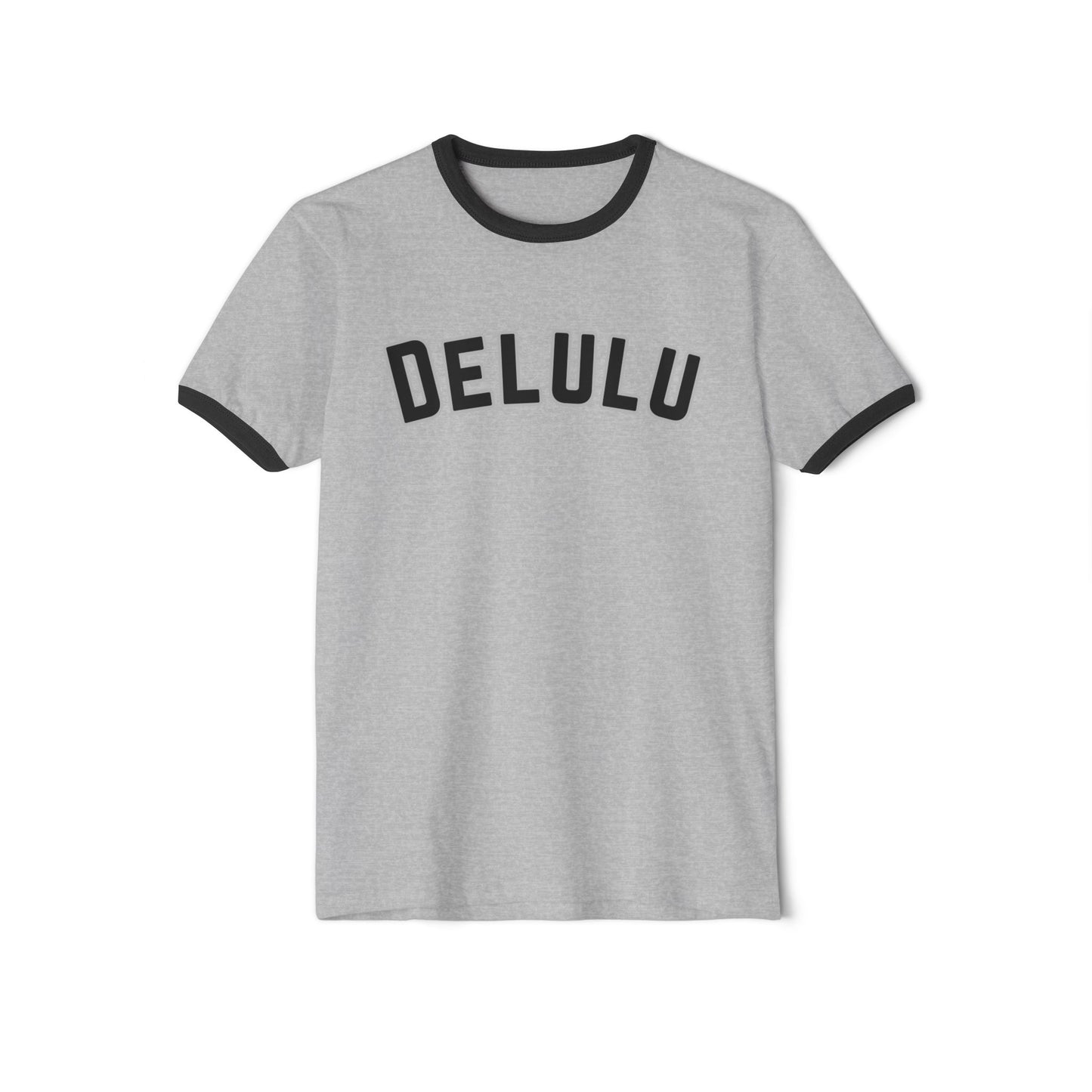 Delulu fun teen tween Unisex Cotton Ringer T-Shirt. Back to school Christmas birthday