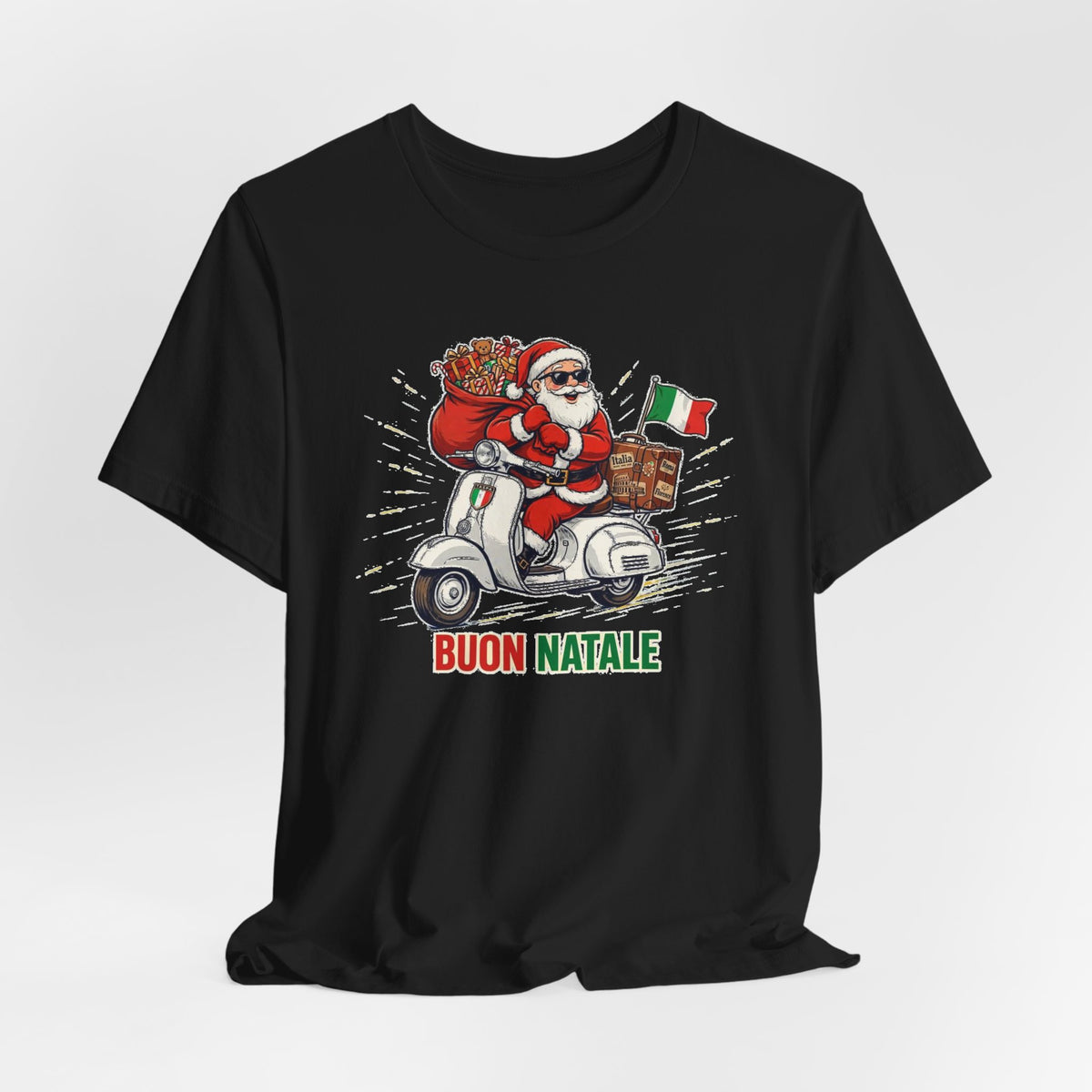 Buon Natale Scooter Santa T-Shirt — Italian Christmas Tee