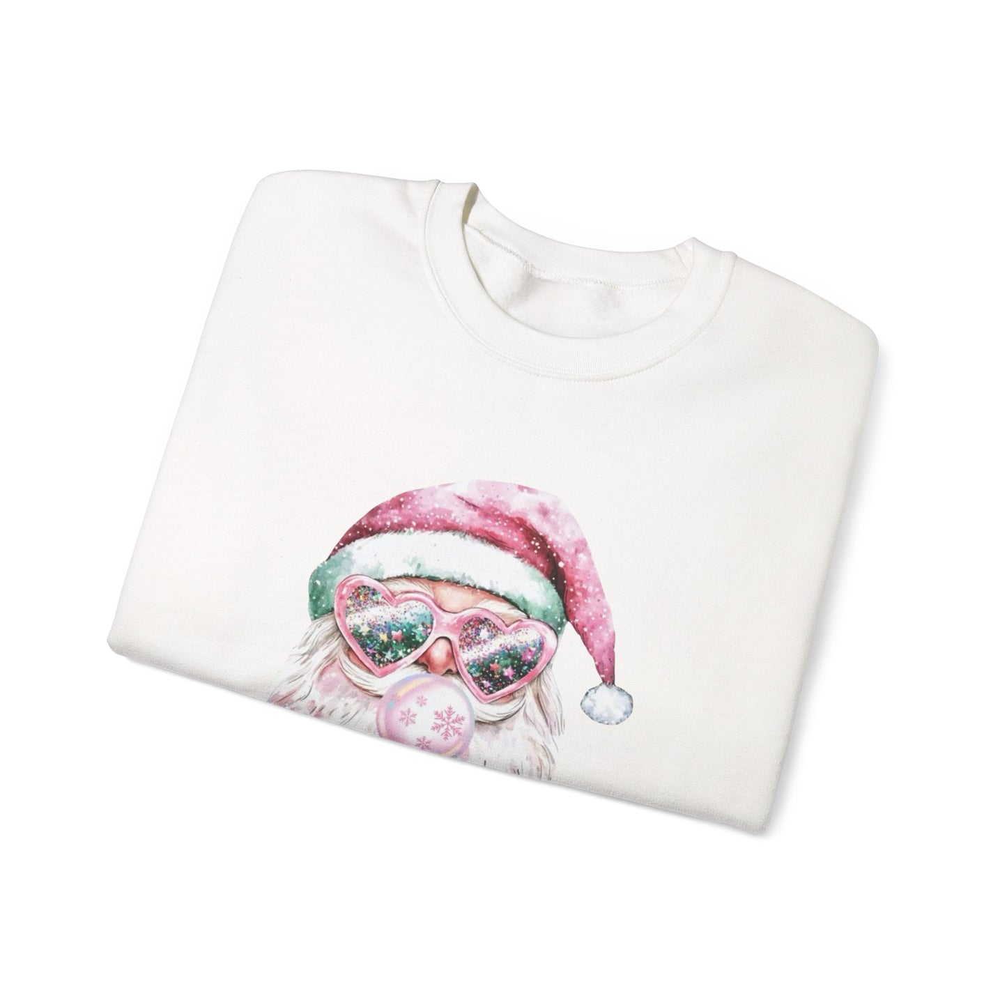 Pink Santa with Goggles Crewneck Sweatshirt | Festive Retro Christmas