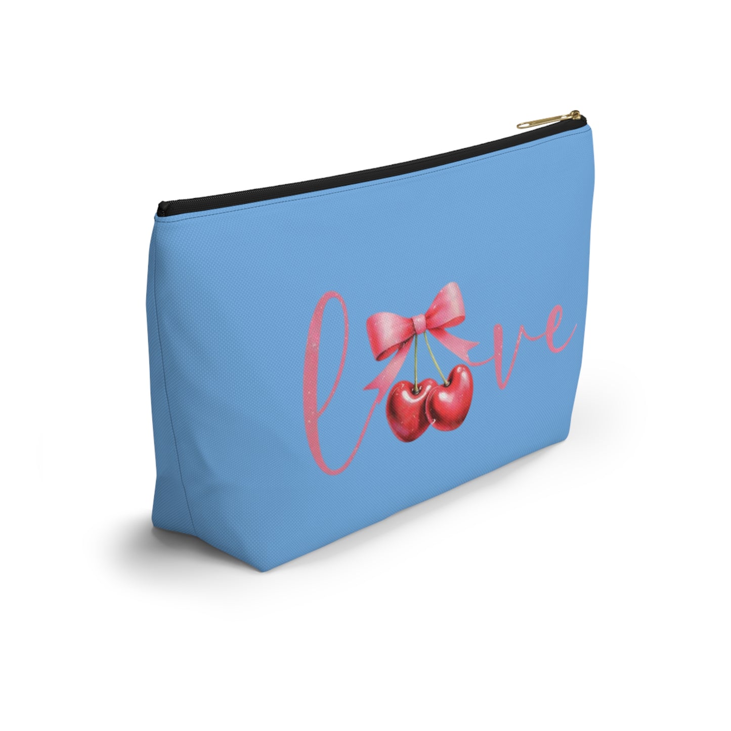 Cherry love Coquette Boutique Accessory Pouch T-bottom, Travel Toiletries Bag, Makeup Organizer Gift for Her, Zippered Cosmetic Case, Small