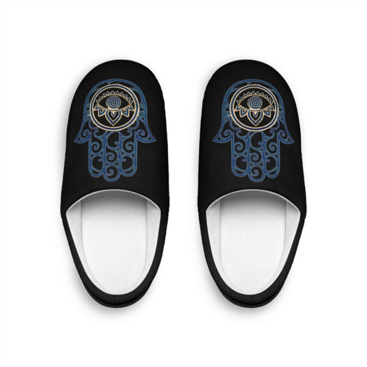 Slippers, Evil Eye Hamsa Design, Women's House Shoes, Indoor Footwear, Lucky Charm, Comfortable Fashionable Slip-Ons
