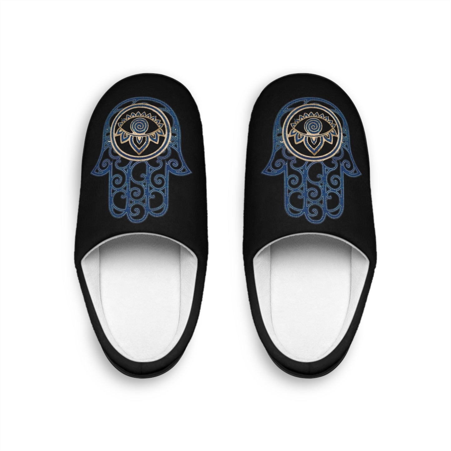 Slippers, Evil Eye Hamsa Design, Women's House Shoes, Indoor Footwear, Lucky Charm, Comfortable Fashionable Slip-Ons