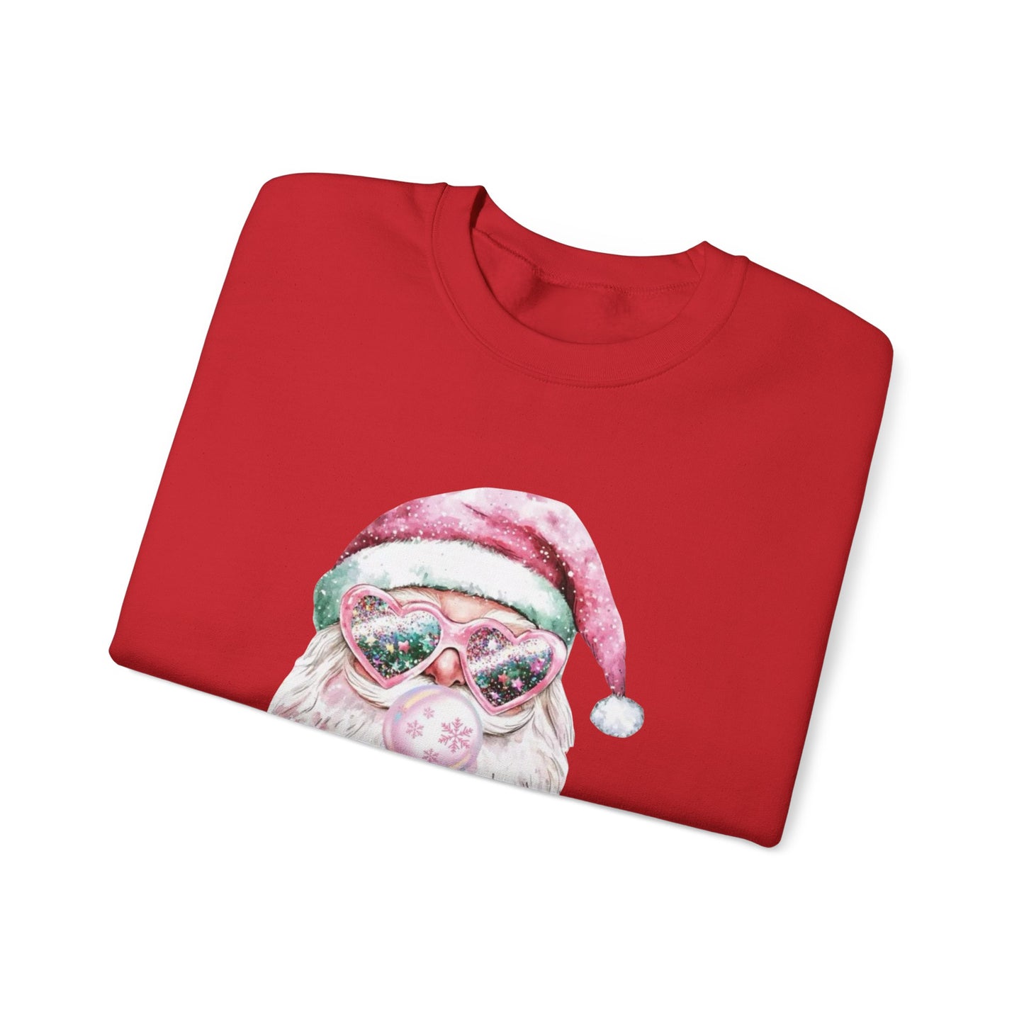 Pink Santa with Goggles Crewneck Sweatshirt | Festive Retro Christmas