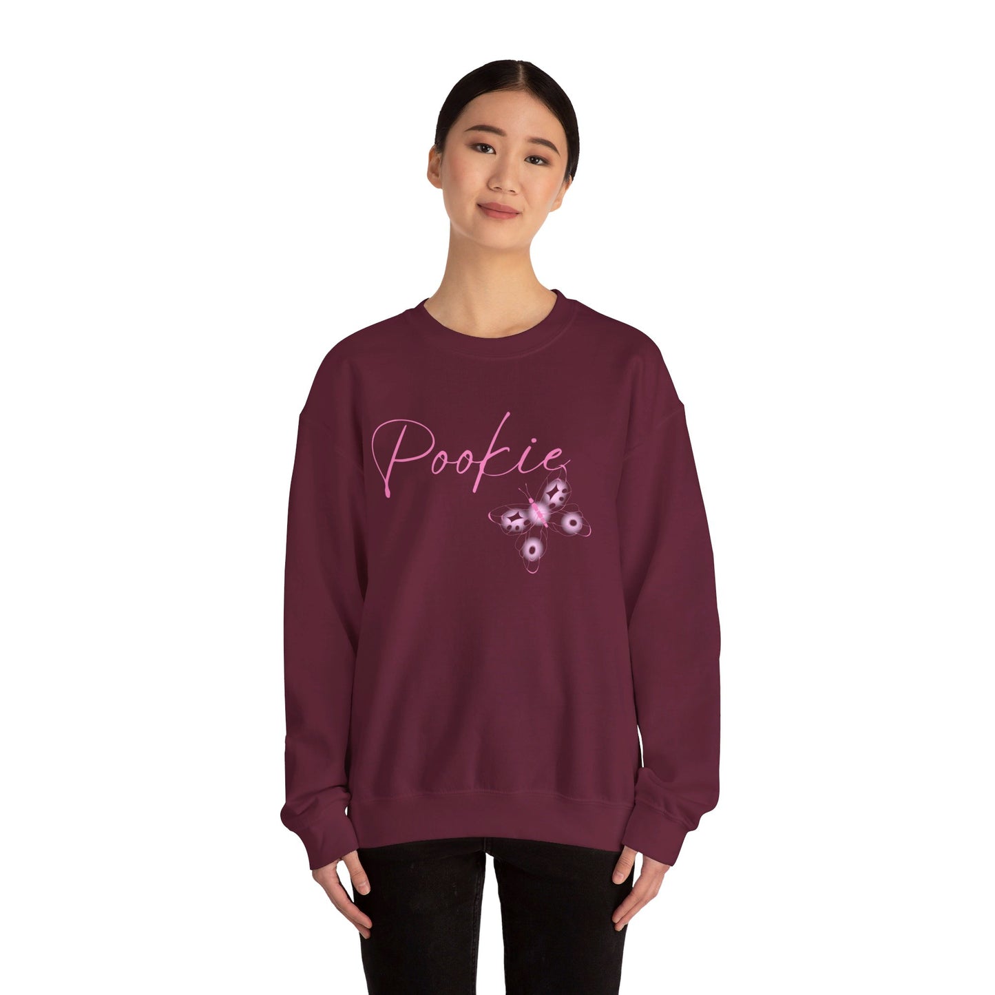 Pookie coquette butterfly shirt Unisex Heavy Blend™ Crewneck Sweatshirt, great coquette style shirt for teens back to school birthdays and Christmas sweatshirt