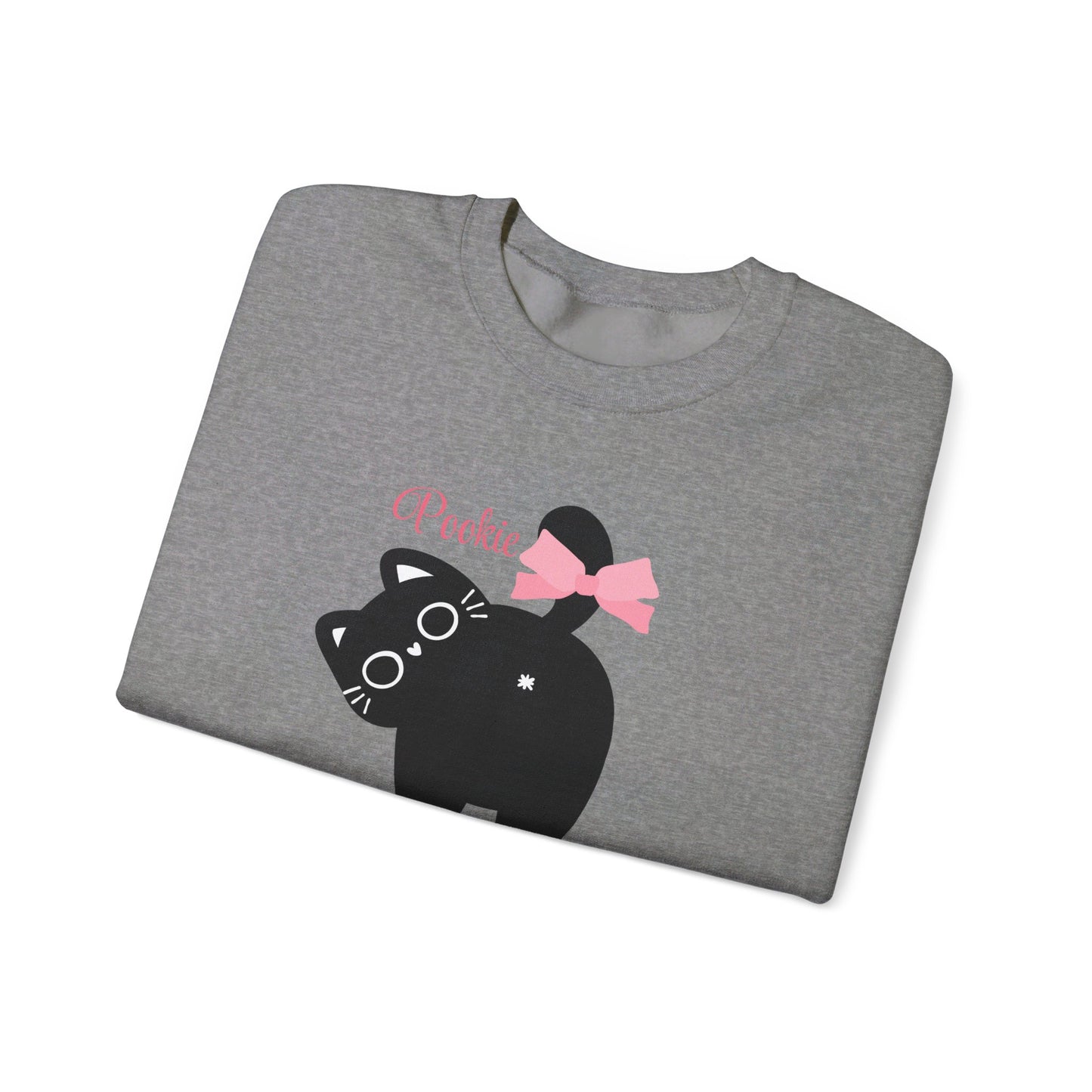 Pookie coquette cat shirt Unisex Heavy Blend™ Crewneck Sweatshirt, great coquette style shirt for teens back to school birthdays and Christmas sweatshirt