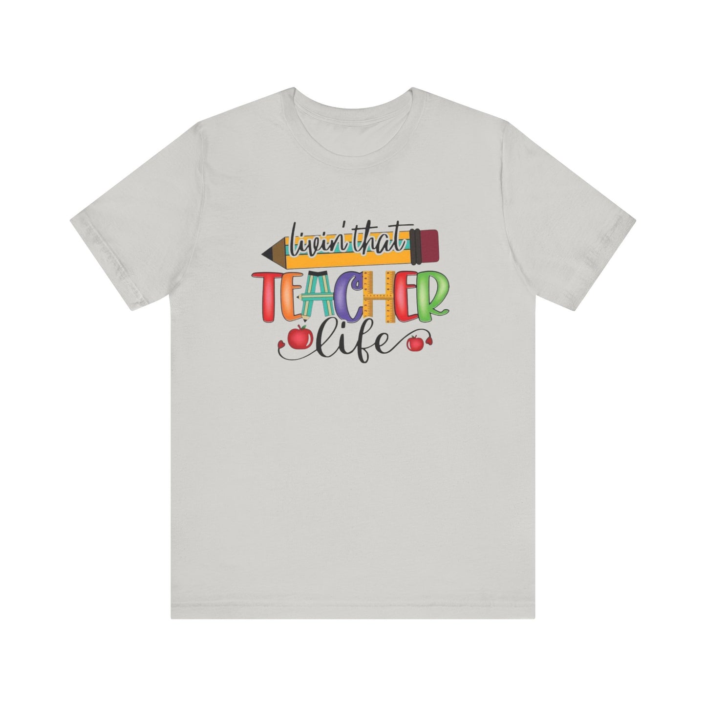 Teacher Life Unisex Jersey Tee, Fun Teacher Shirt, Back to School Gift, Classroom Apparel, Educator Pride T-shirt, Colorful Teacher Graphic