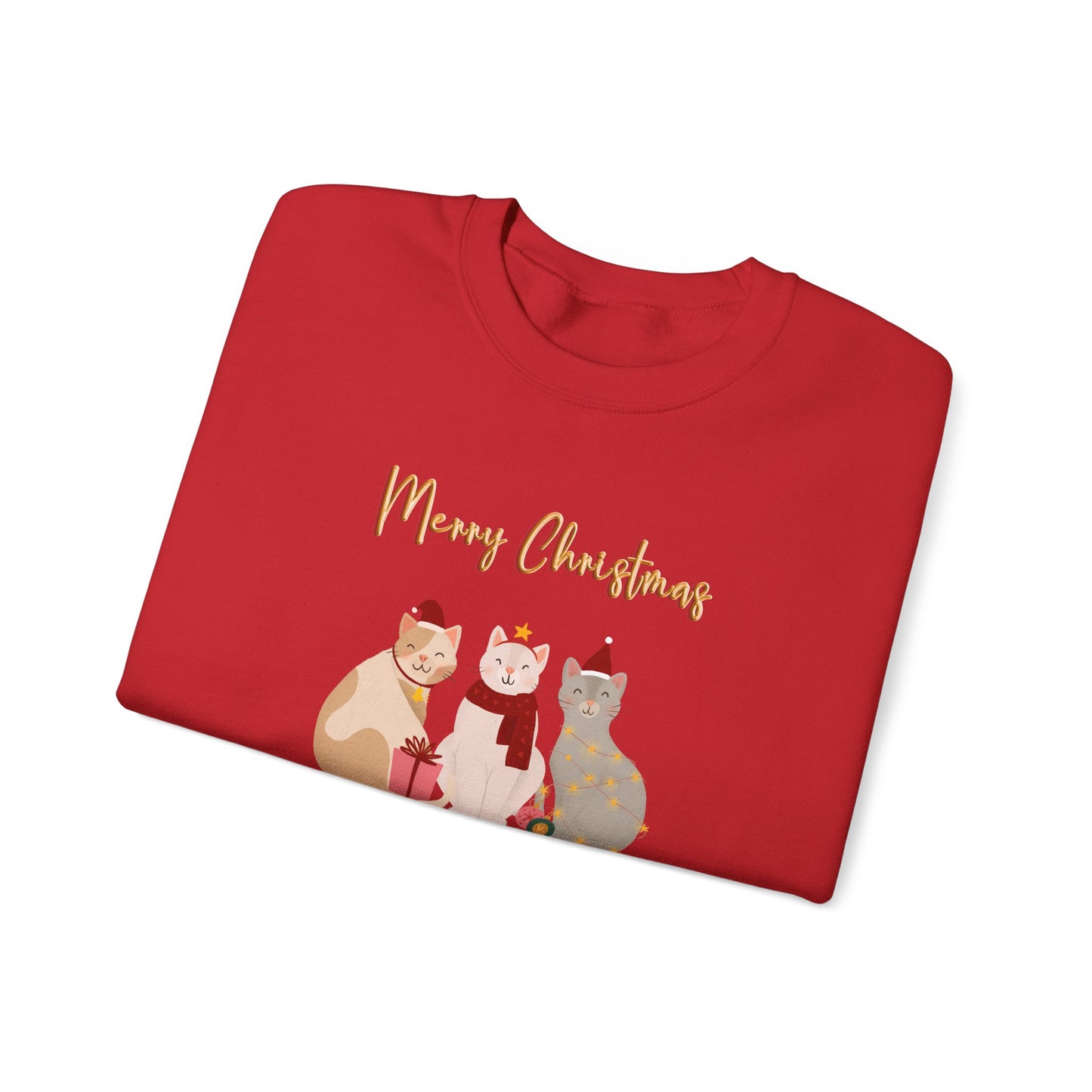 Merry Christmas sweatshirt, cat Christmas, meow Christmas, Crewneck Sweatshirt