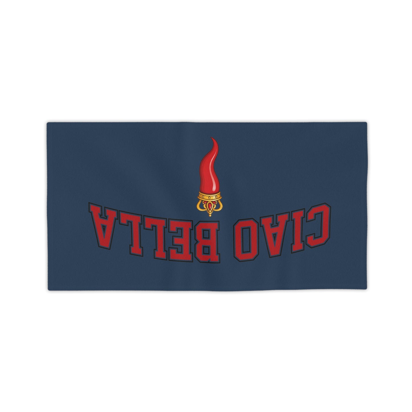Ciao Bella Beach Towel – Navy Italian Flame Graphic