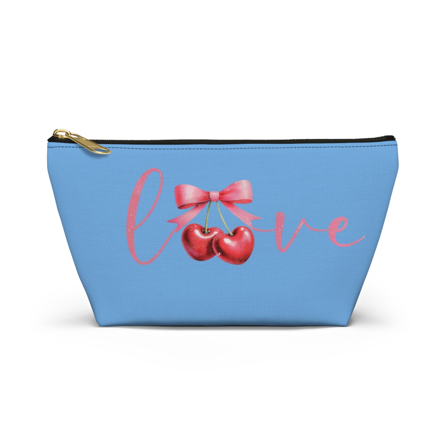 Cherry love Coquette Boutique Accessory Pouch T-bottom, Travel Toiletries Bag, Makeup Organizer Gift for Her, Zippered Cosmetic Case, Small