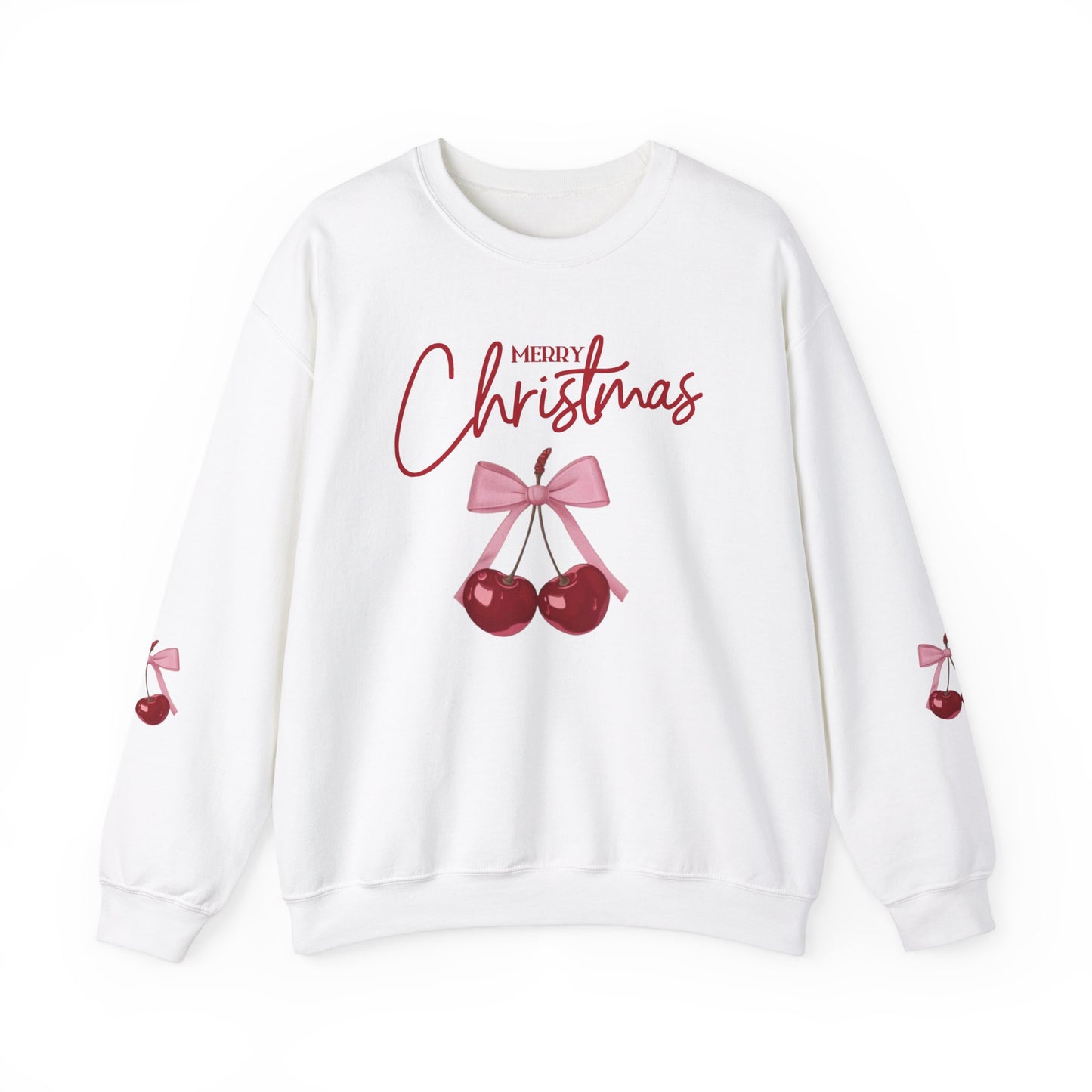 Christmas Coquette Cherry Sweatshirt, Holiday Crewneck Jumper, Xmas Cherry Design, Festive Winter Pullover, Unisex Christmas Sweater