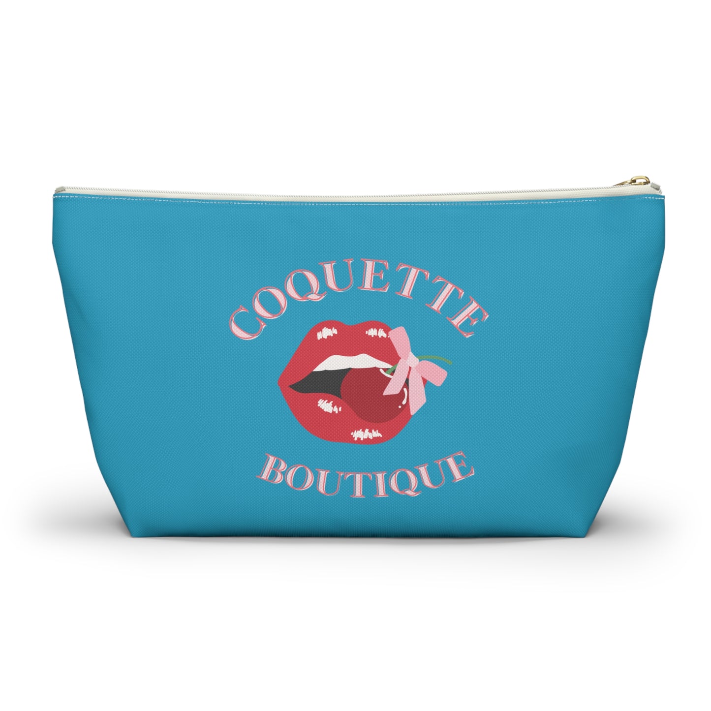 Cherry Coquette Boutique Accessory Pouch w T-bottom, Travel Toiletries Bag, Makeup Organizer Gift for Her, Zippered Cosmetic Case, Small