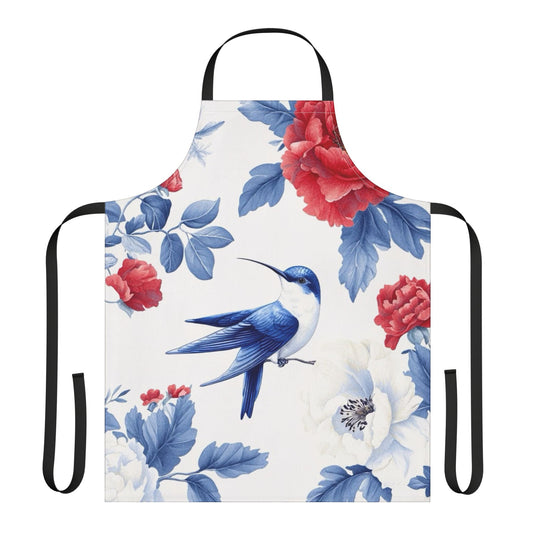 Floral Kitchen Apron, Colorful Cooking Gift, Chef Apron for Home Cooks, Unique Artisan Apron, Gardening Apron with Bird Design