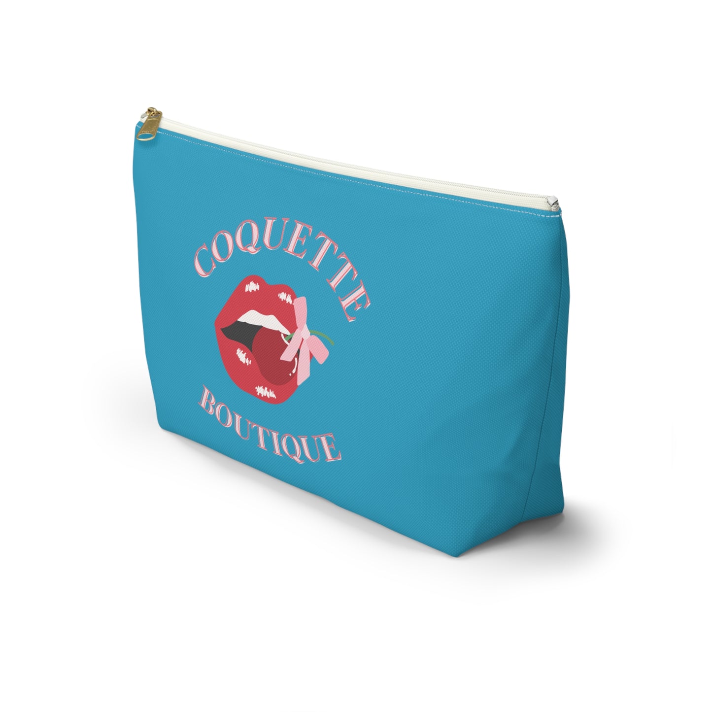 Cherry Coquette Boutique Accessory Pouch w T-bottom, Travel Toiletries Bag, Makeup Organizer Gift for Her, Zippered Cosmetic Case, Small