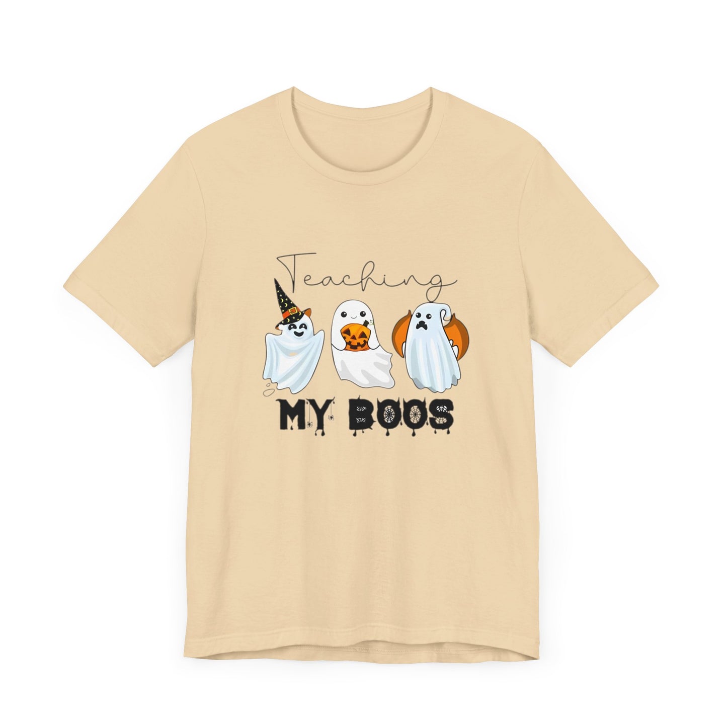 Teachers Halloween pumpkin, patch, Unisex Jersey Short Sleeve Tee, spooky teacher, teacher, Halloween shirts. Halloween shirts for men and women teachers.