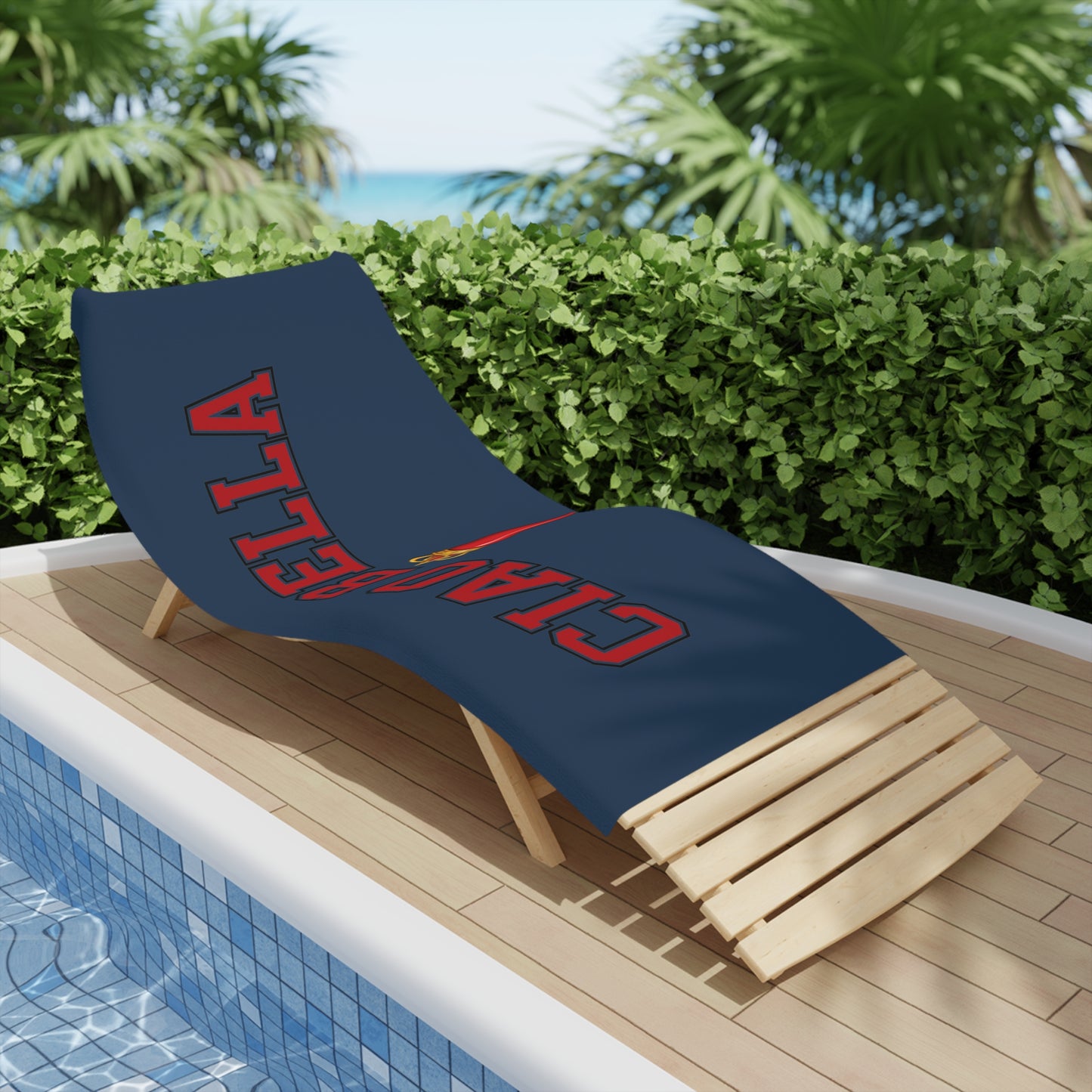 Ciao Bella Beach Towel – Navy Italian Flame Graphic