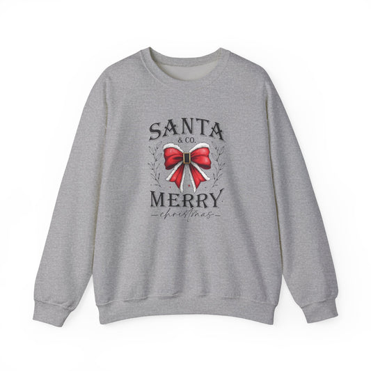 Santa Merry bow Sweatshirt | Christmas holiday crewneck