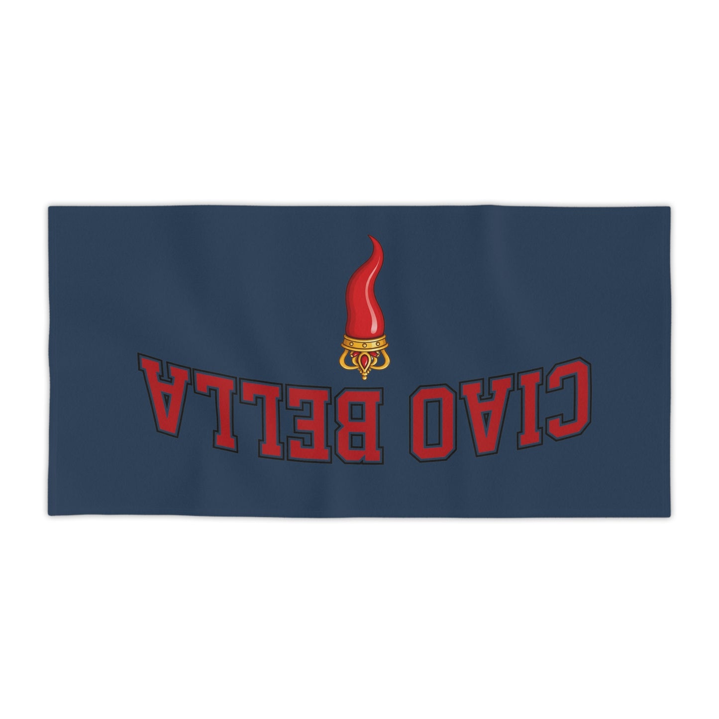 Ciao Bella Beach Towel – Navy Italian Flame Graphic