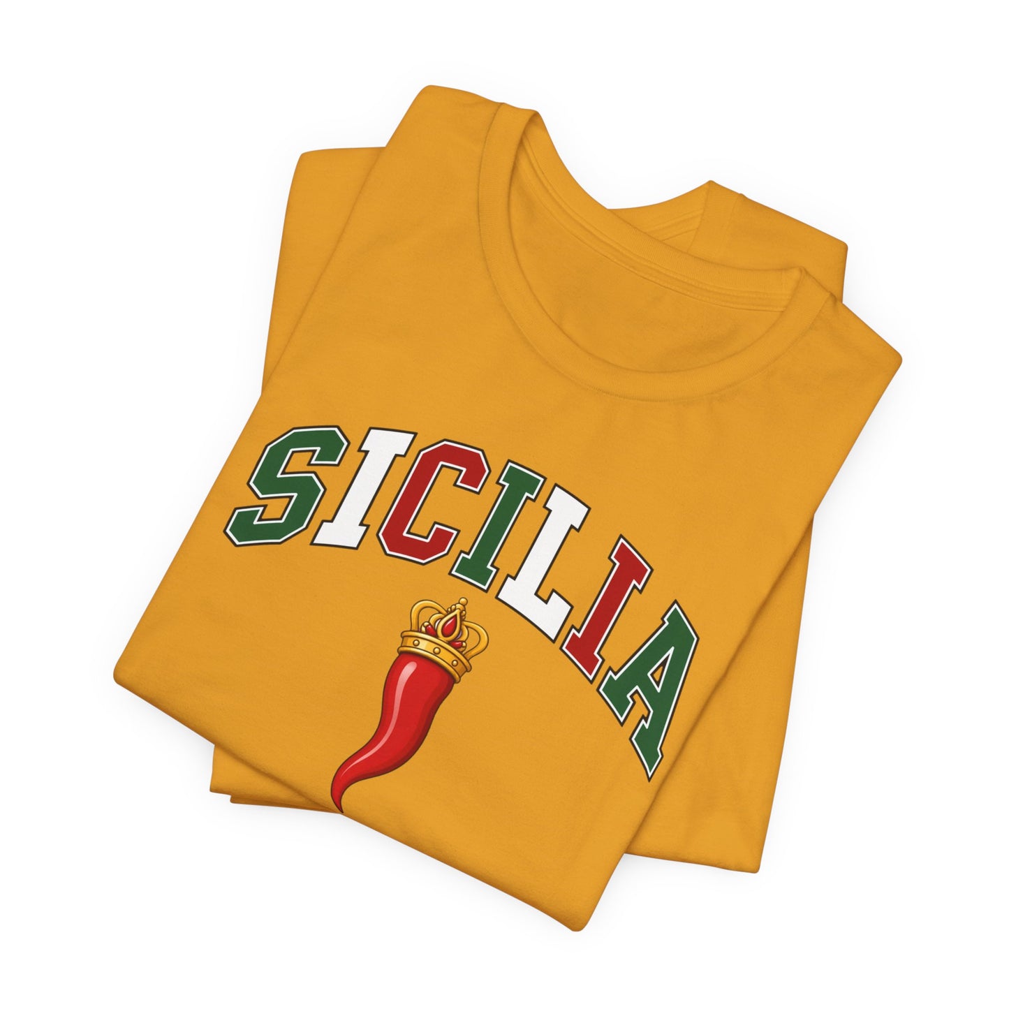 Sicilia Graphic Tee — Italian Sicily Shirt with Corno Charm