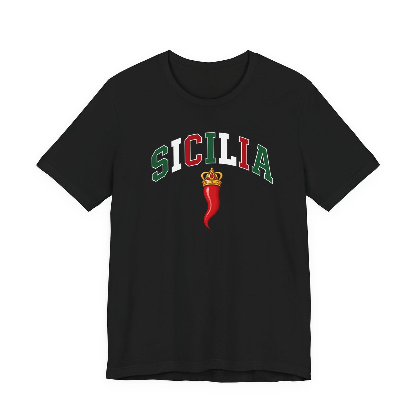 Sicilia Graphic Tee — Italian Sicily Shirt with Corno Charm