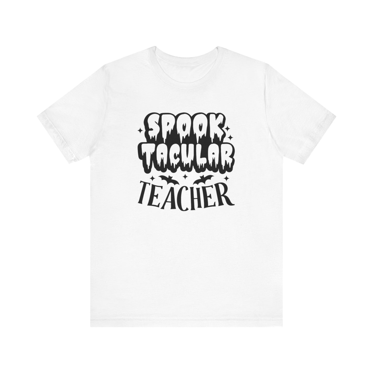 Teachers Halloween pumpkin, patch, Unisex Jersey Short Sleeve Tee, spooky teacher, teacher, Halloween shirts, male teacher, female teacher