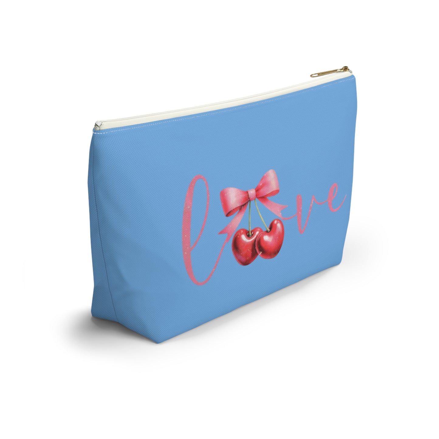 Cherry love Coquette Boutique Accessory Pouch T-bottom, Travel Toiletries Bag, Makeup Organizer Gift for Her, Zippered Cosmetic Case, Small