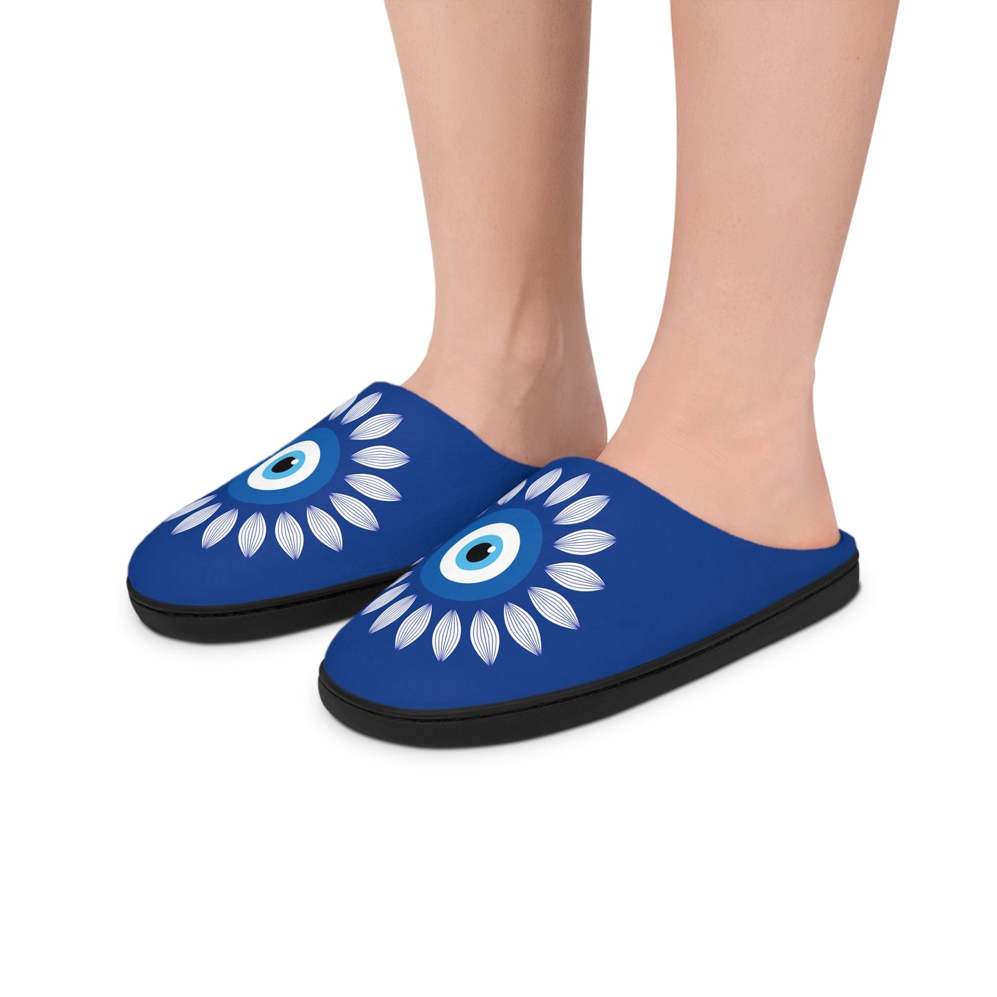 Slippers, Evil Eye Hamsa Design, Women's House Shoes, Indoor Footwear, Lucky Charm, Comfortable Fashionable Slip-Ons
