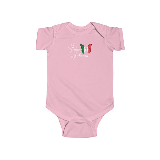Italian princess Infant Fine Jersey Bodysuit, funny baby outfit , great gift for baby shower or new born gifts , good luck , baby blessing evil eye, Italian flag butterfly