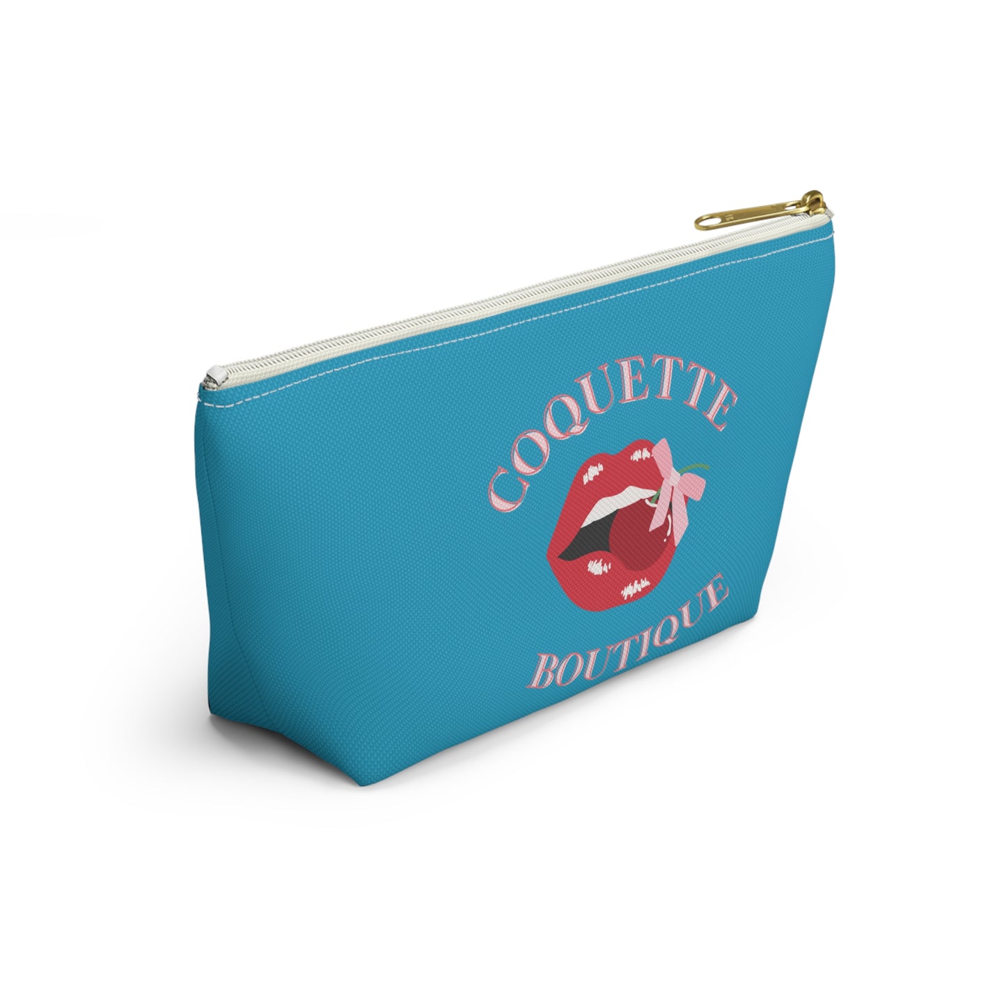 Cherry Coquette Boutique Accessory Pouch w T-bottom, Travel Toiletries Bag, Makeup Organizer Gift for Her, Zippered Cosmetic Case, Small