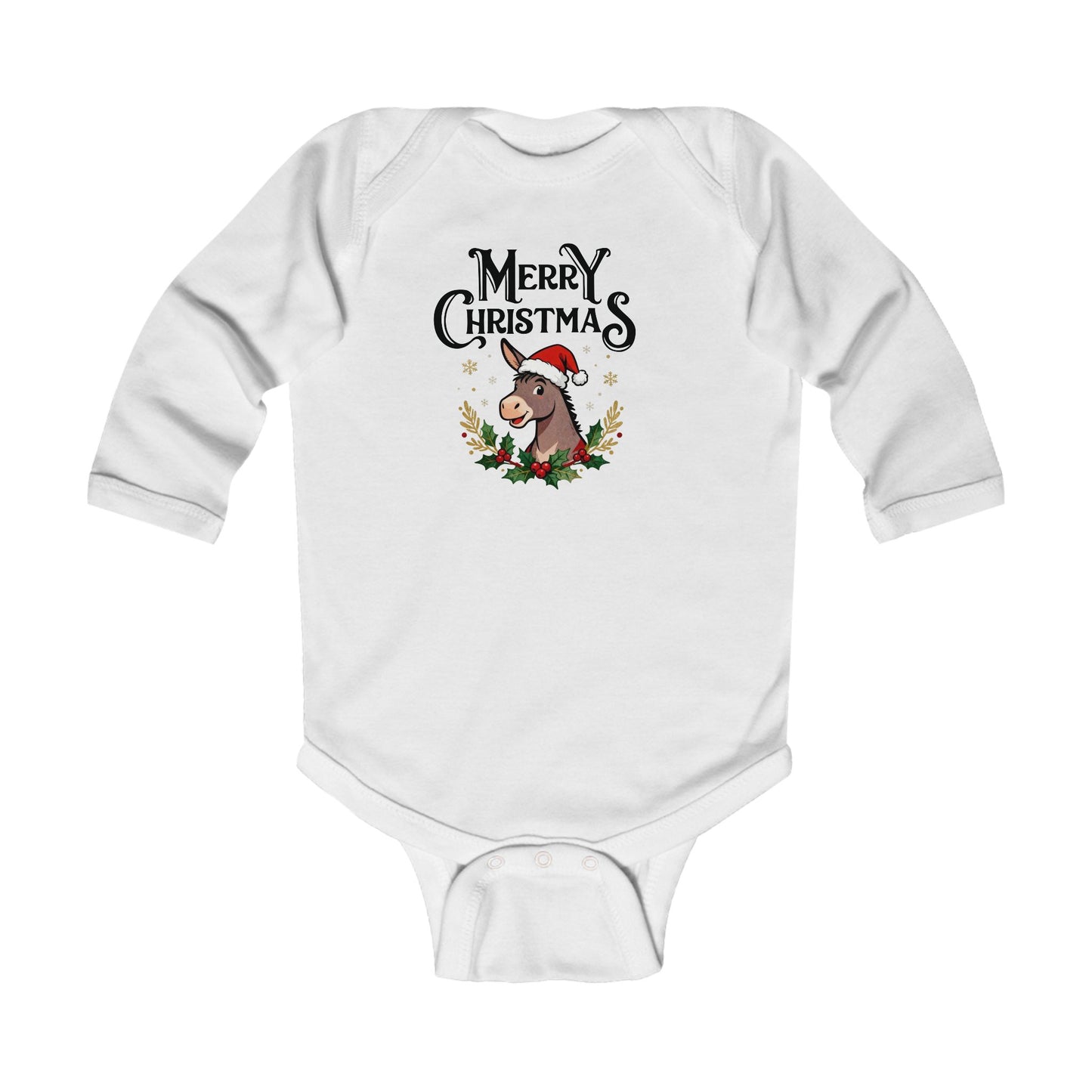 Merry Christmas Infant Bodysuit | Holiday Santa Hat