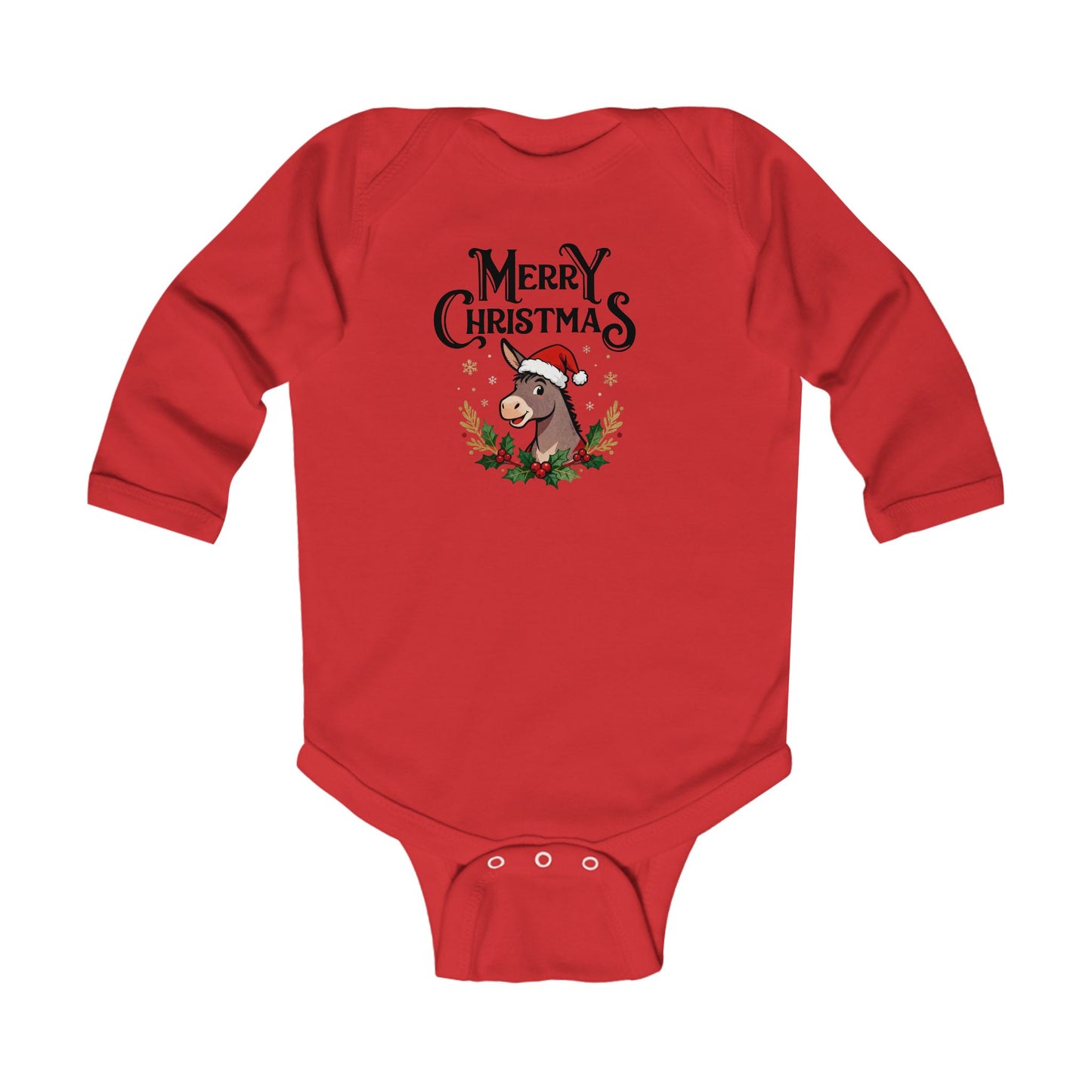 Merry Christmas Infant Bodysuit | Holiday Santa Hat