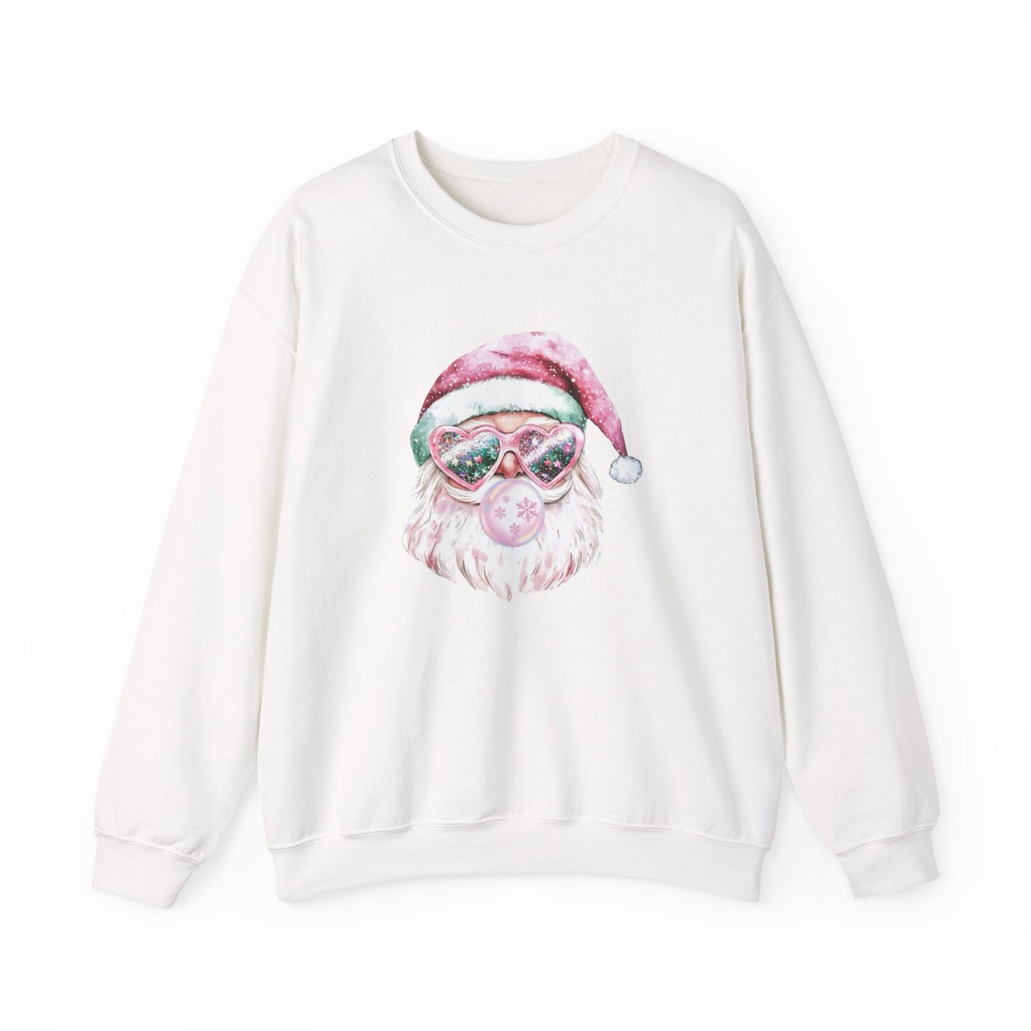 Pink Santa with Goggles Crewneck Sweatshirt | Festive Retro Christmas