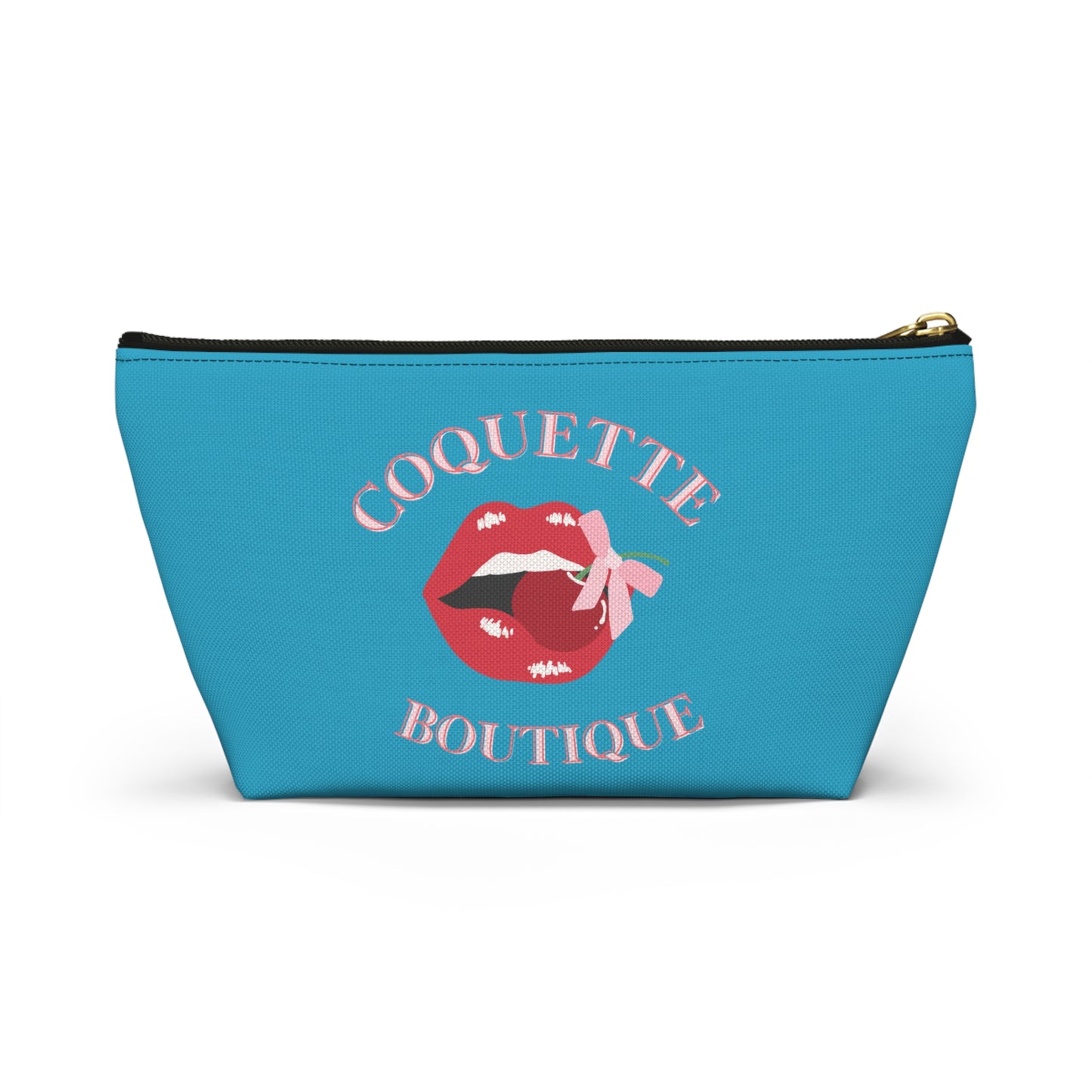 Cherry Coquette Boutique Accessory Pouch w T-bottom, Travel Toiletries Bag, Makeup Organizer Gift for Her, Zippered Cosmetic Case, Small