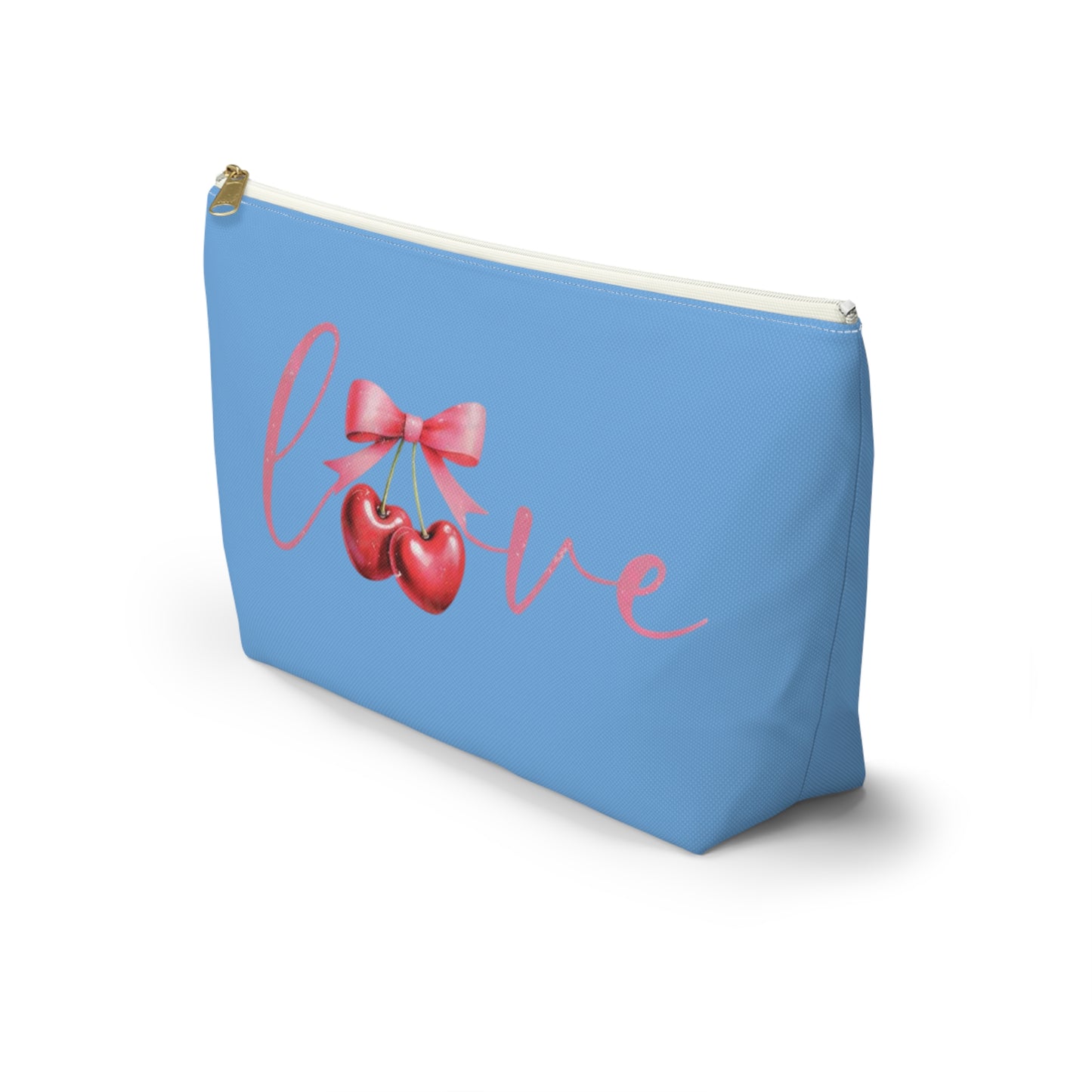 Cherry love Coquette Boutique Accessory Pouch T-bottom, Travel Toiletries Bag, Makeup Organizer Gift for Her, Zippered Cosmetic Case, Small