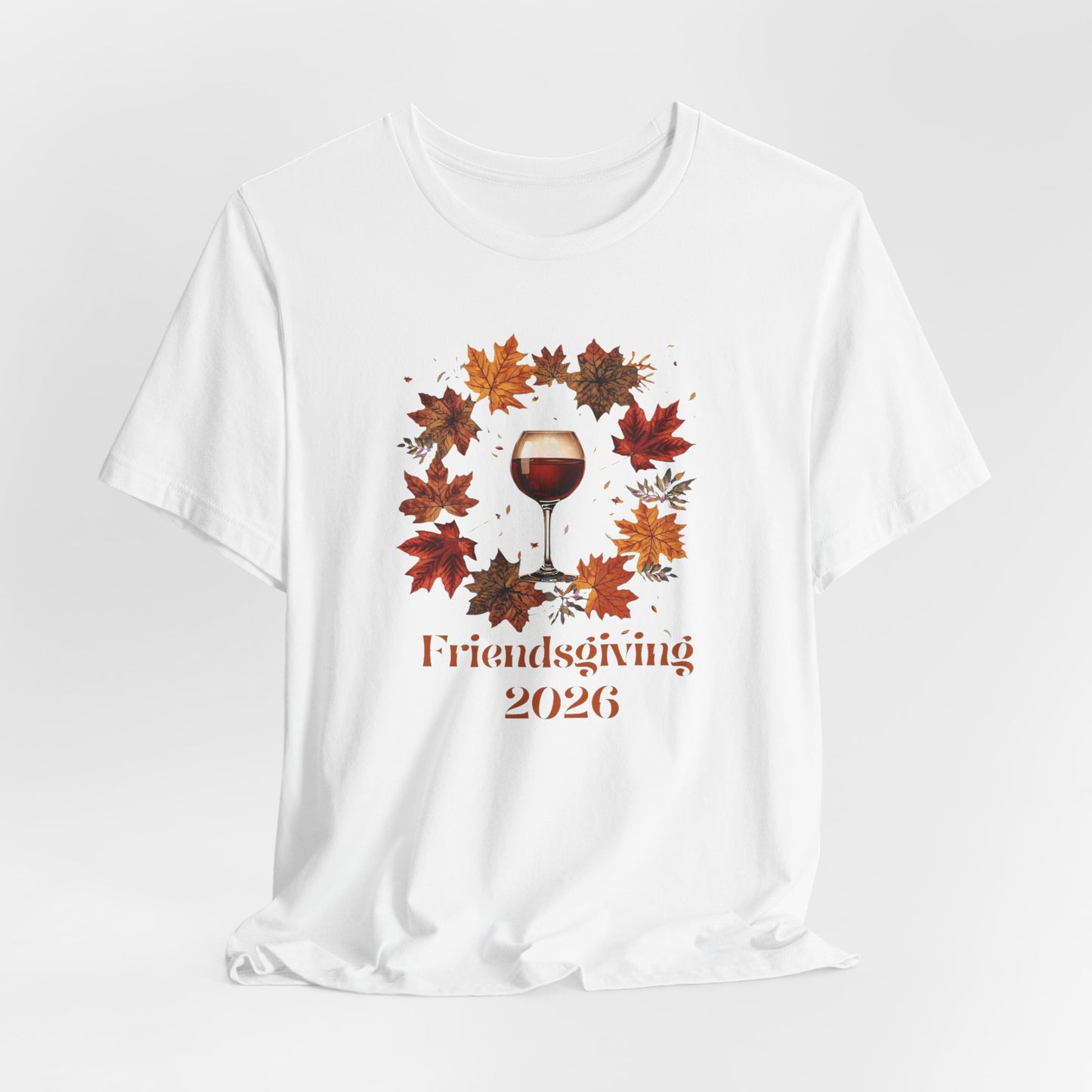 Friendsgiving 2026 Tee — Wine Glass & Autumn Leaves Shirt