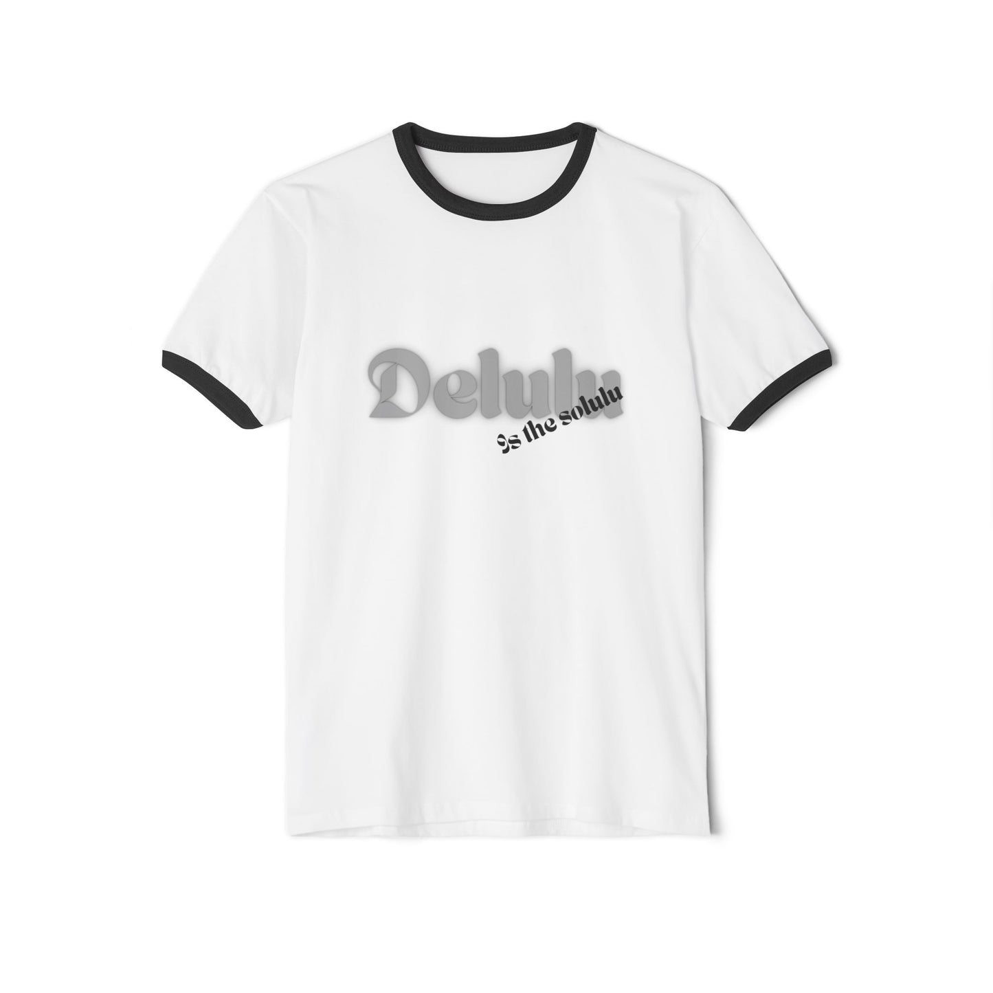 Delulu fun teen tween Unisex Cotton Ringer T-Shirt. Back to school Christmas birthday