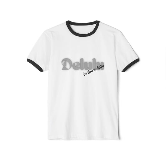 Delulu fun teen tween Unisex Cotton Ringer T-Shirt. Back to school Christmas birthday