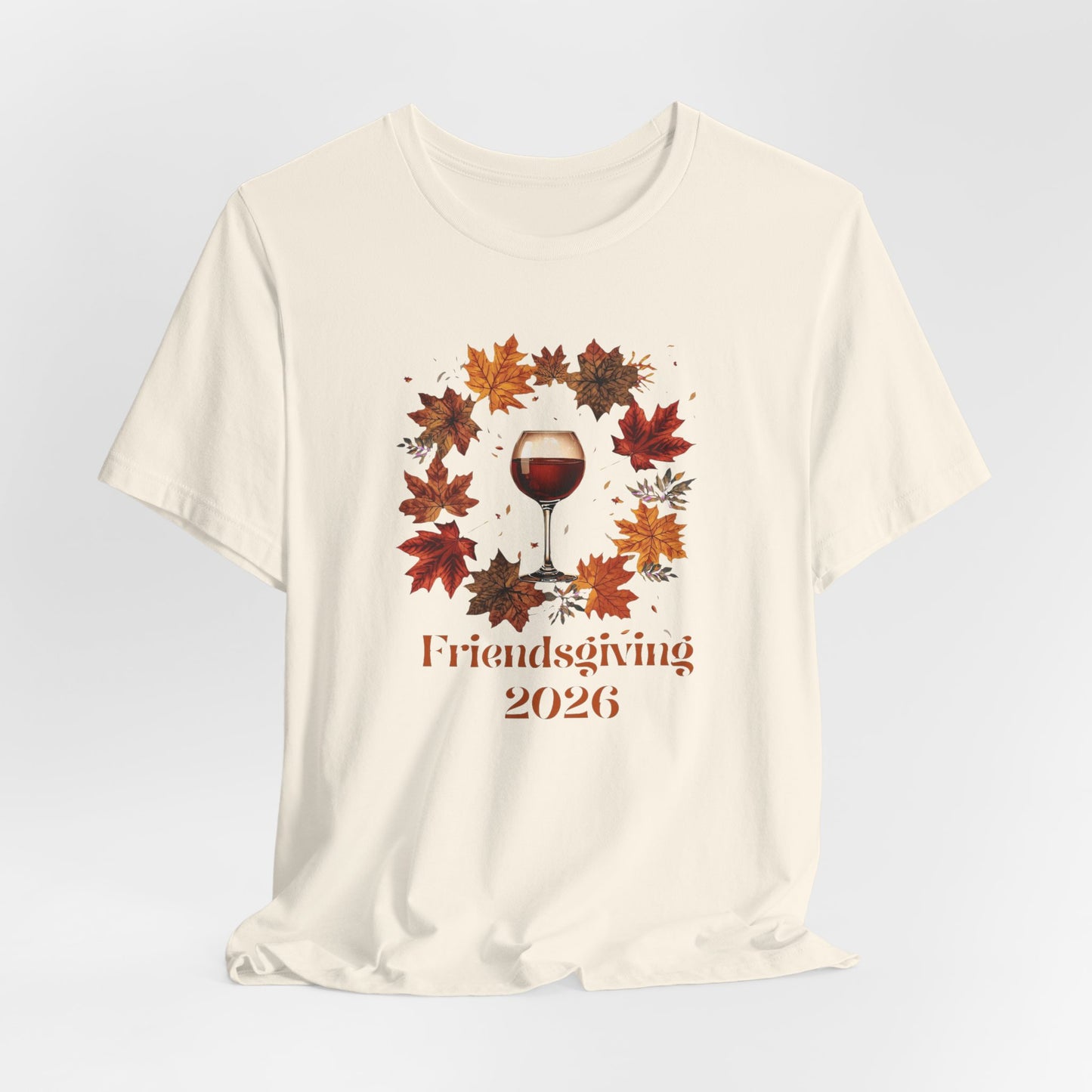 Friendsgiving 2026 Tee — Wine Glass & Autumn Leaves Shirt