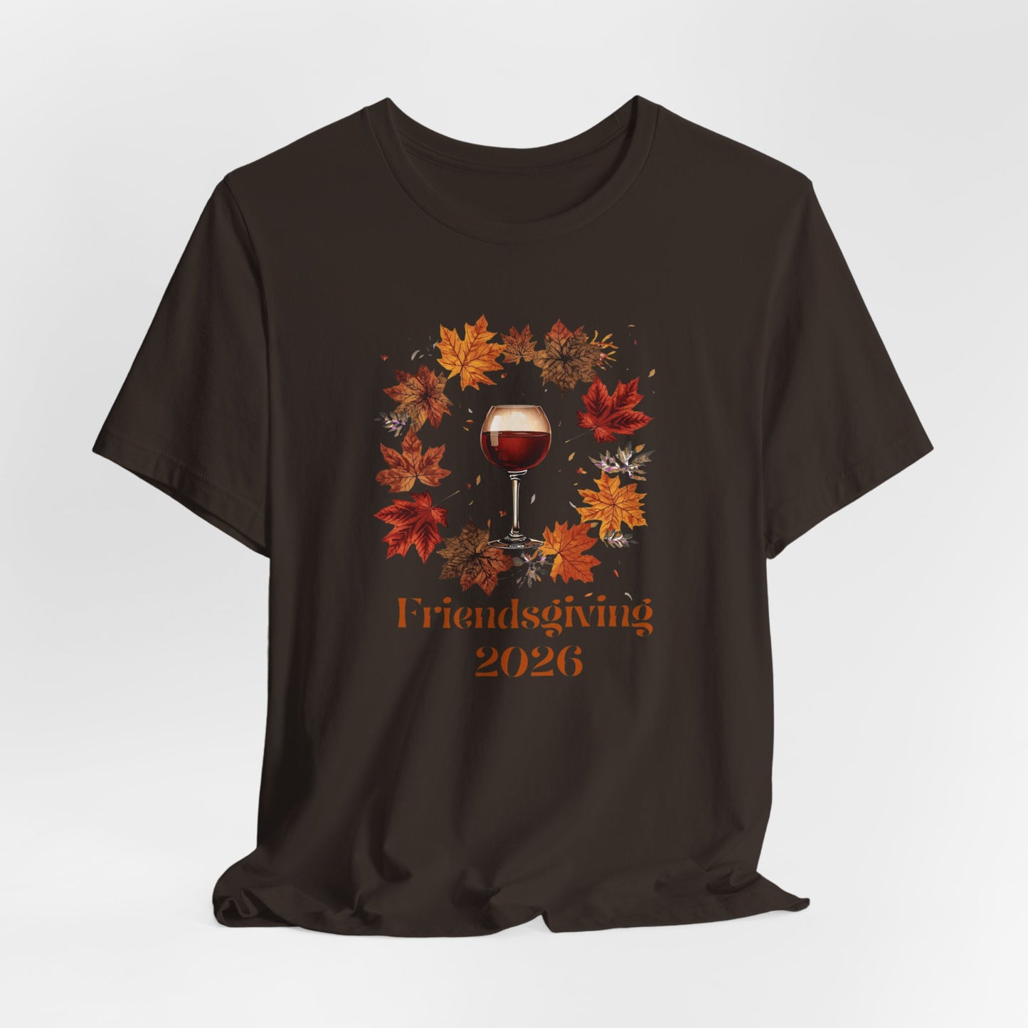 Friendsgiving 2026 Tee — Wine Glass & Autumn Leaves Shirt