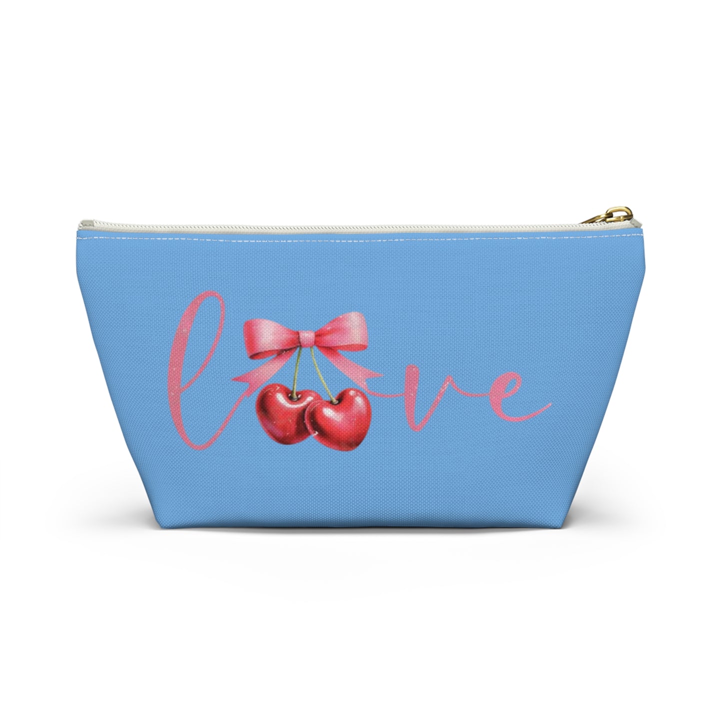 Cherry love Coquette Boutique Accessory Pouch T-bottom, Travel Toiletries Bag, Makeup Organizer Gift for Her, Zippered Cosmetic Case, Small