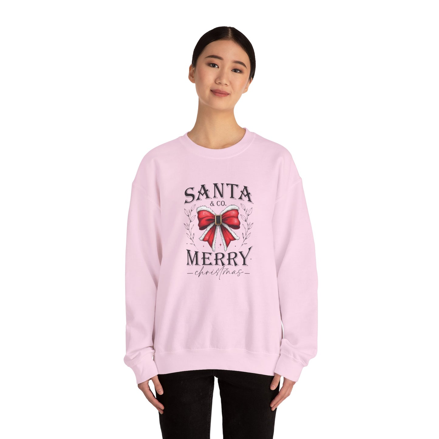 Santa Merry bow Sweatshirt | Christmas holiday crewneck