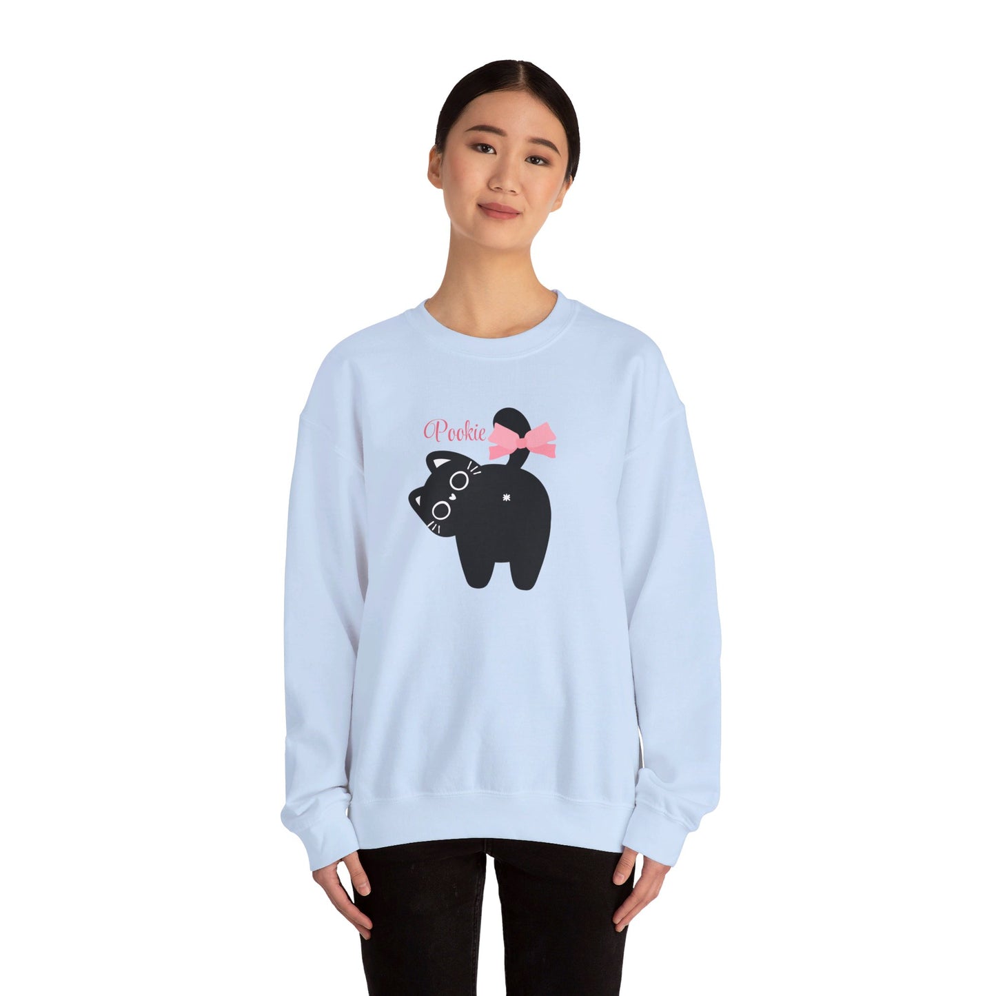 Pookie coquette cat shirt Unisex Heavy Blend™ Crewneck Sweatshirt, great coquette style shirt for teens back to school birthdays and Christmas sweatshirt