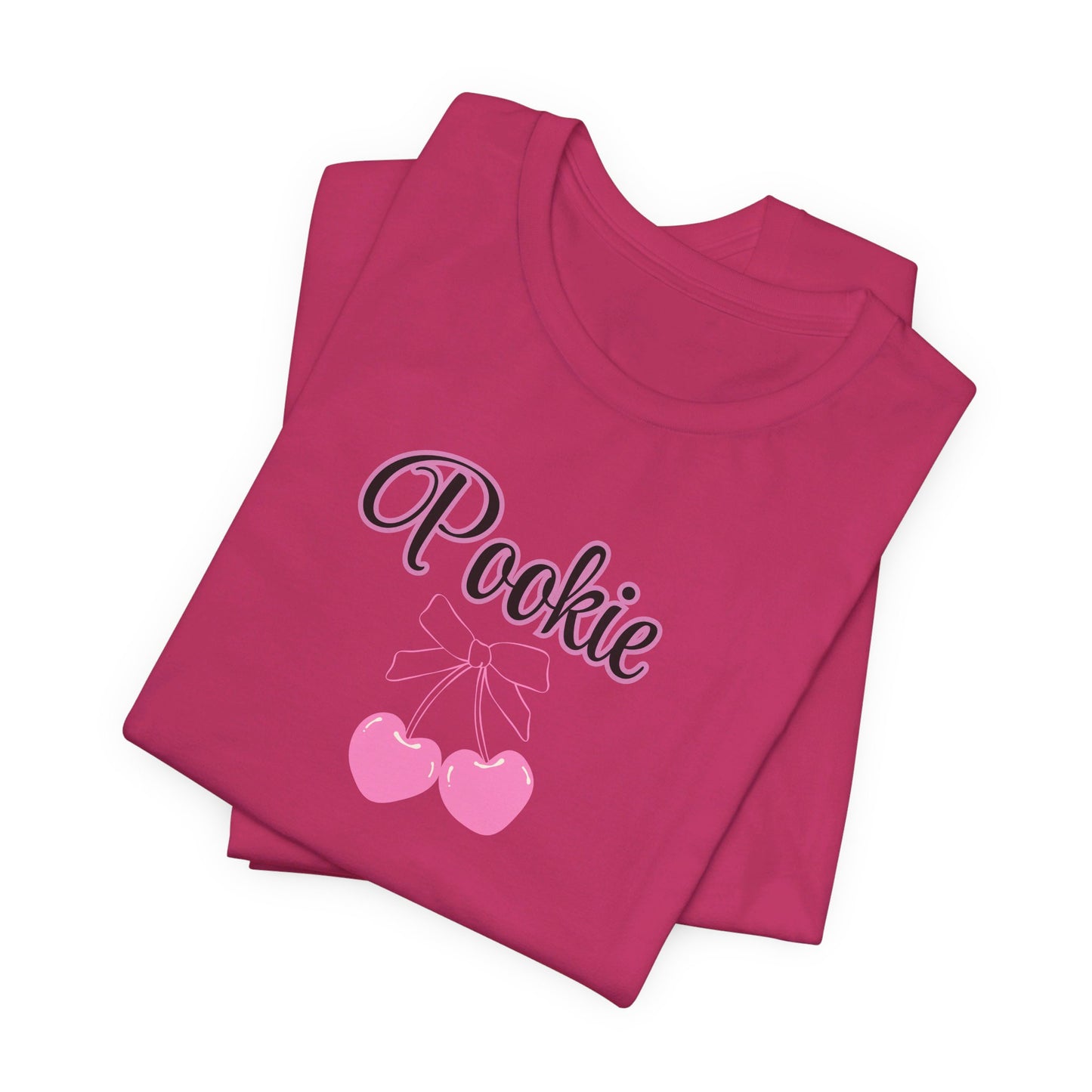 Pookie coquette style cherries Unisex Jersey Short Sleeve Tee, great shirt for teens, birthdays, Christmas, and back to school