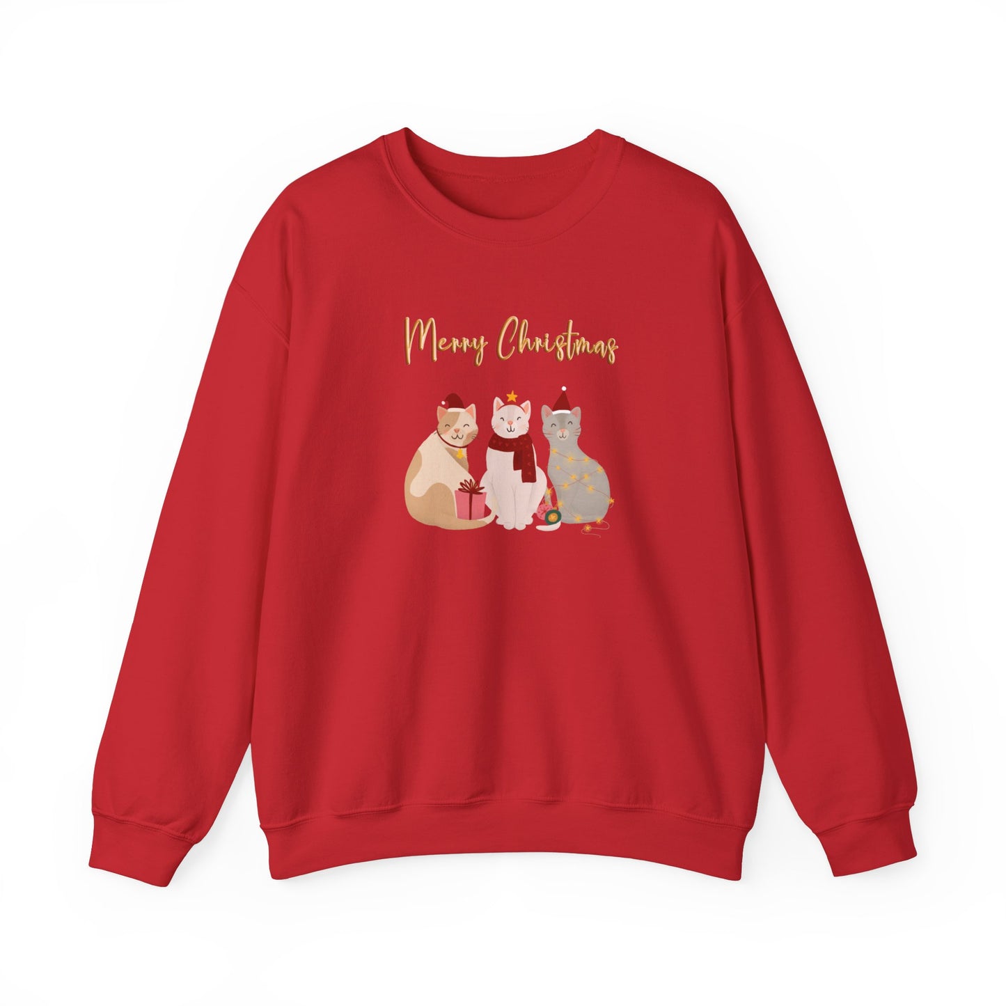 Merry Christmas sweatshirt, cat Christmas, meow Christmas, Crewneck Sweatshirt