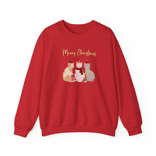 Merry Christmas sweatshirt, cat Christmas, meow Christmas, Crewneck Sweatshirt