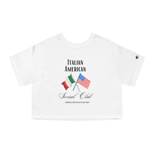 Italian American  Champion Women's Heritage Cropped T-Shirt, Italian inspired ciao lemons love Italy shirt for women, birthday travel Christmas gift