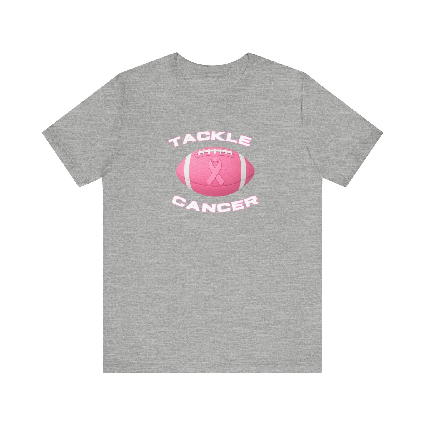 Tackle Cancer Awareness Tee, Unisex Pink Ribbon T-Shirt, Football Support Shirt, Gift for Cancer Fighters, Breast Cancer Awareness Apparel