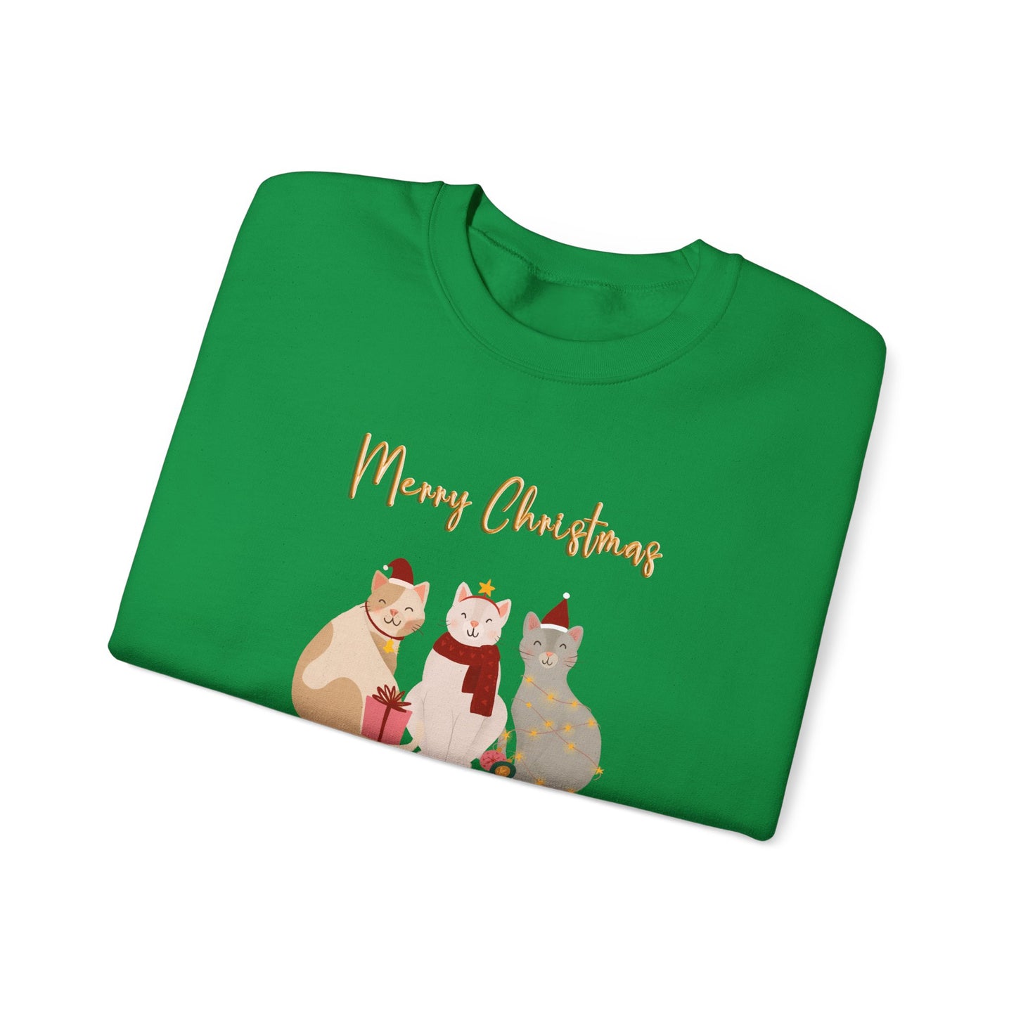 Merry Christmas sweatshirt, cat Christmas, meow Christmas, Crewneck Sweatshirt